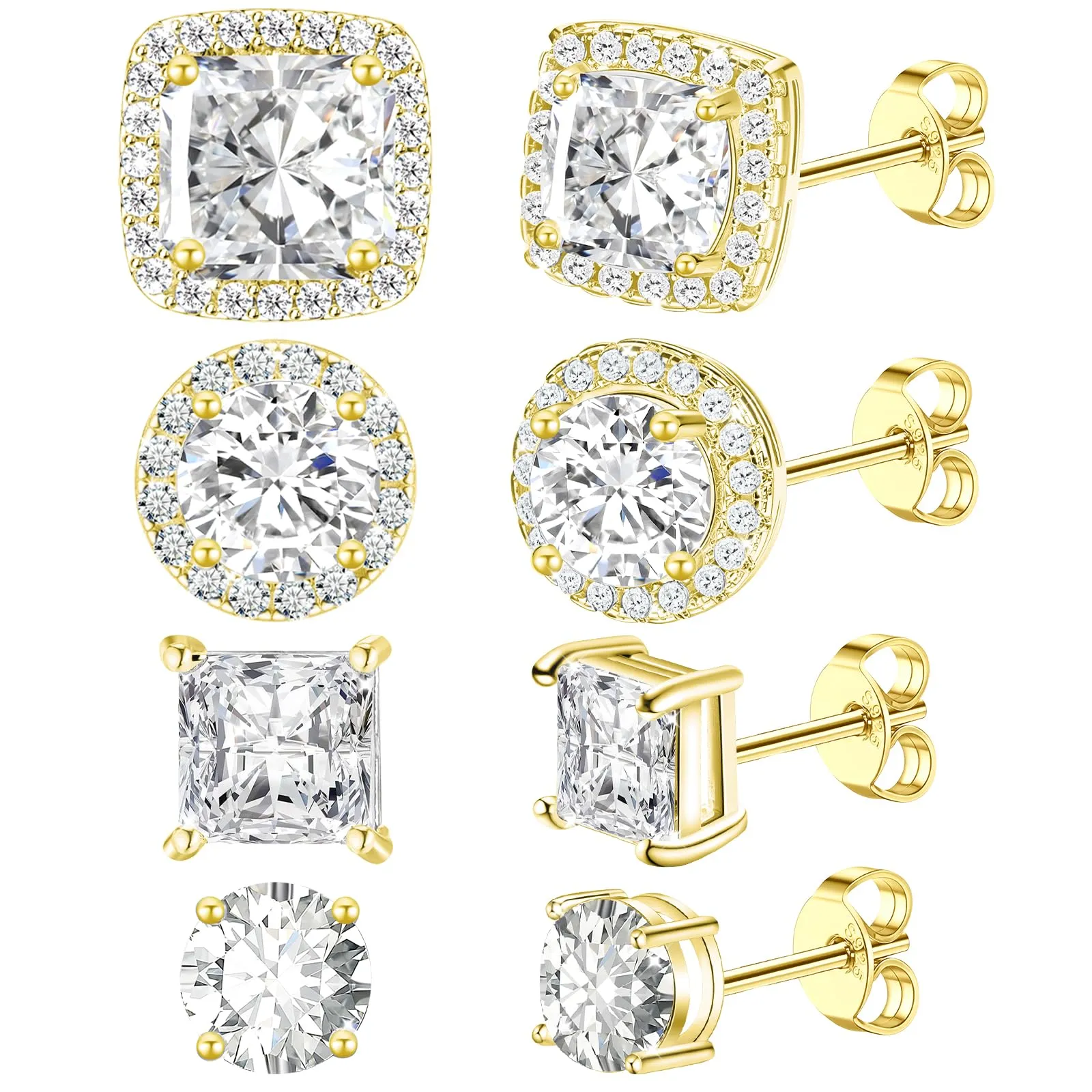 J.Fée Set 4 Paia Orecchini Uomo e Donna in Argento 925 e Oro con Zirconi - immagine 1