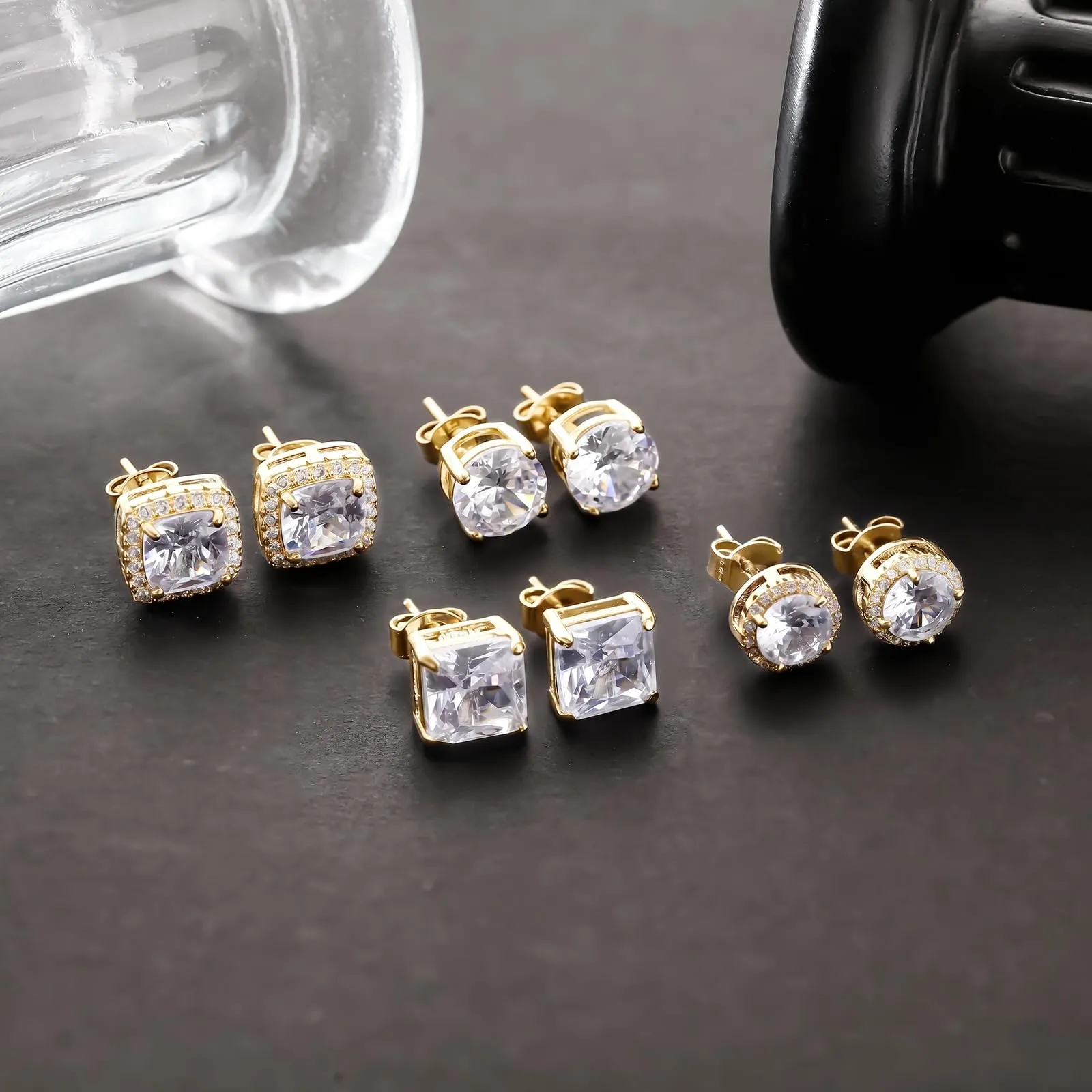 J.Fée Set 4 Paia Orecchini Uomo e Donna in Argento 925 e Oro con Zirconi - immagine 5