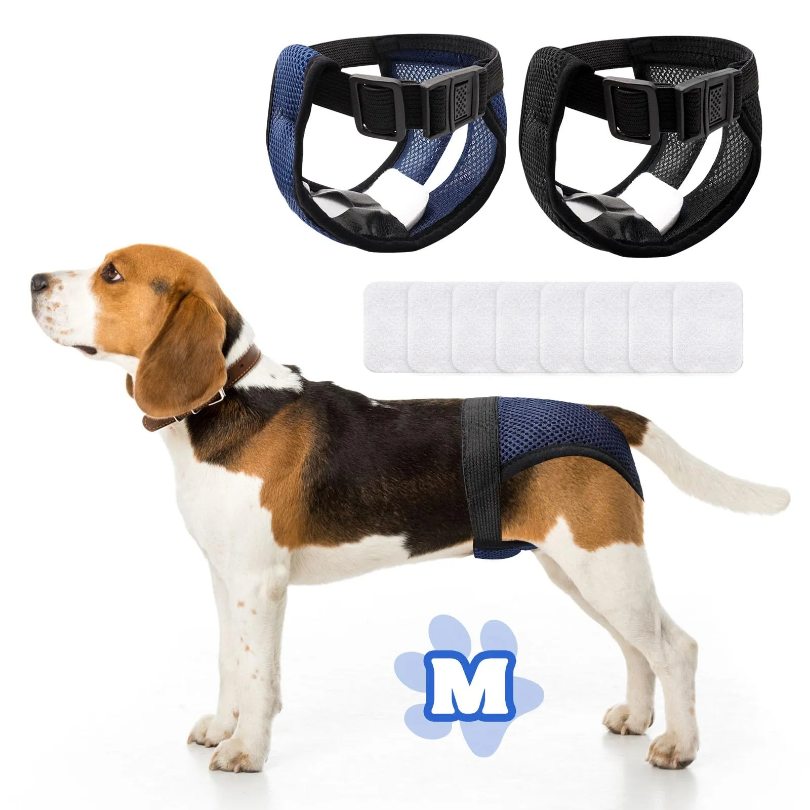 JUNUNDJING Pannolini Riutilizzabili per Cani Femmina con 8 Assorbenti, M - immagine 1