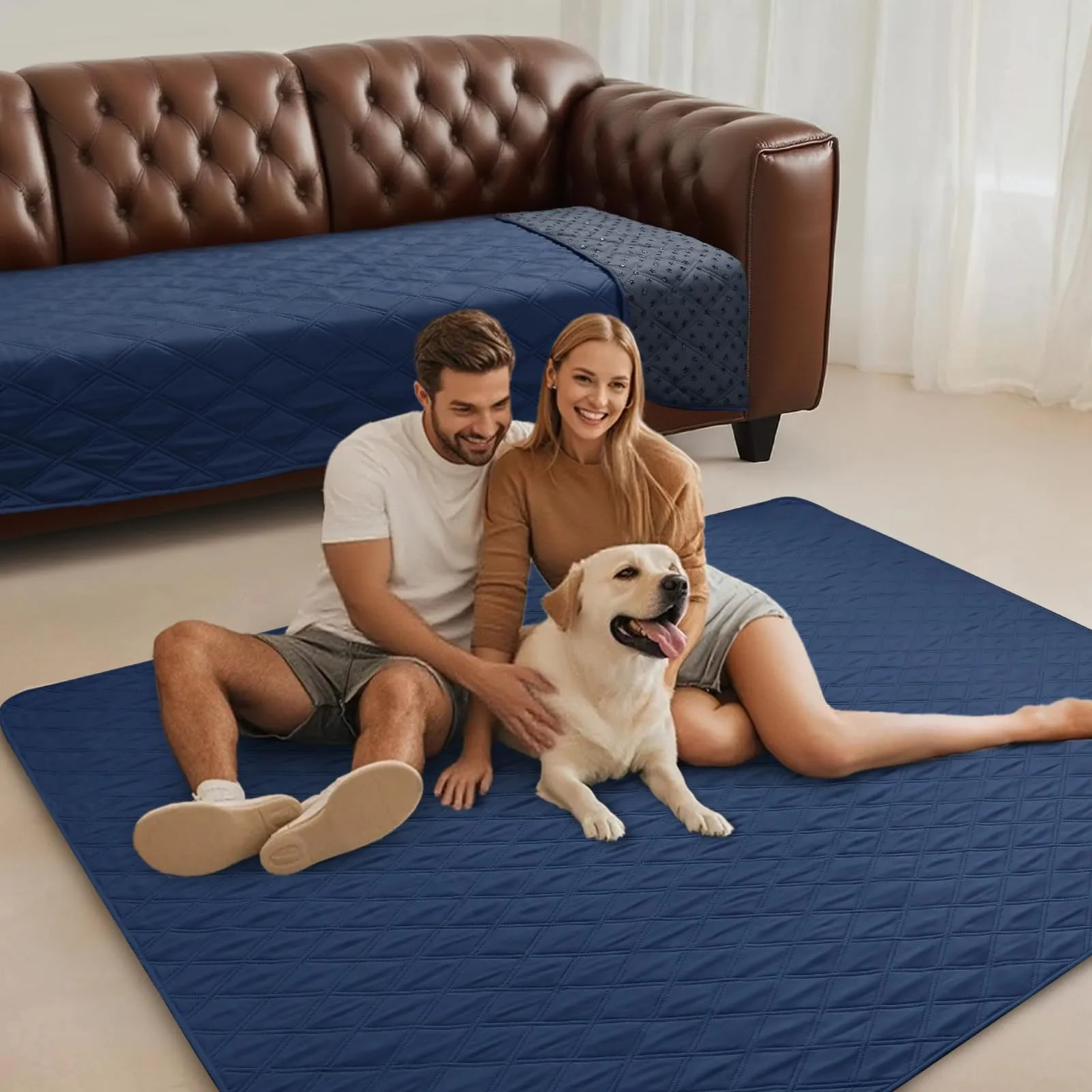 luciphia Copridivano Impermeabile per Cani e Gatti, Blu Marino, 132 x 208 cm - immagine 7