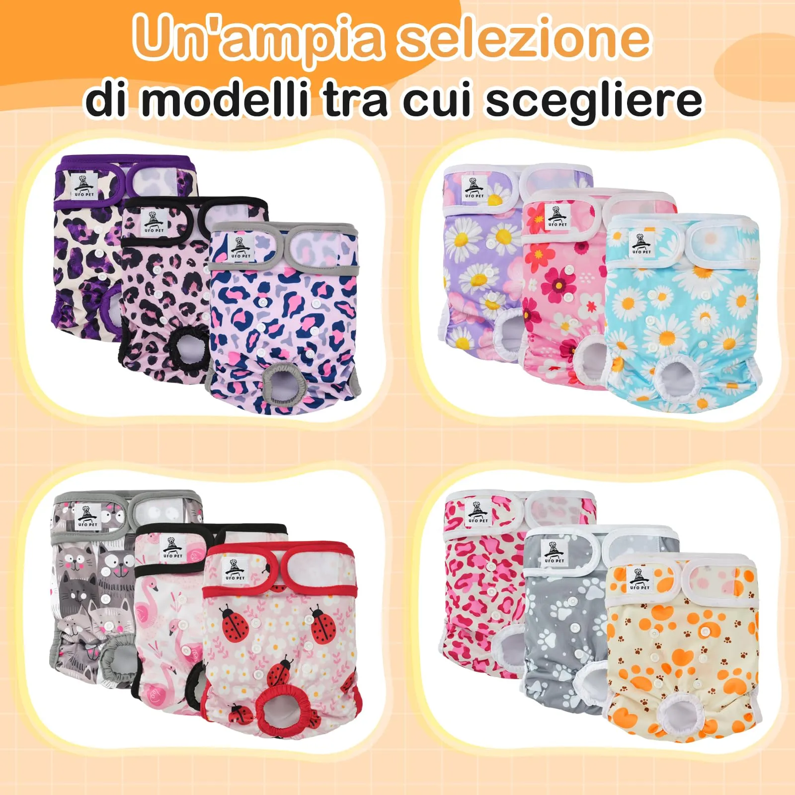 UFO PET Mutandine Lavabili per Cane Femmina, Taglia M, 3 Pezzi - immagine 8