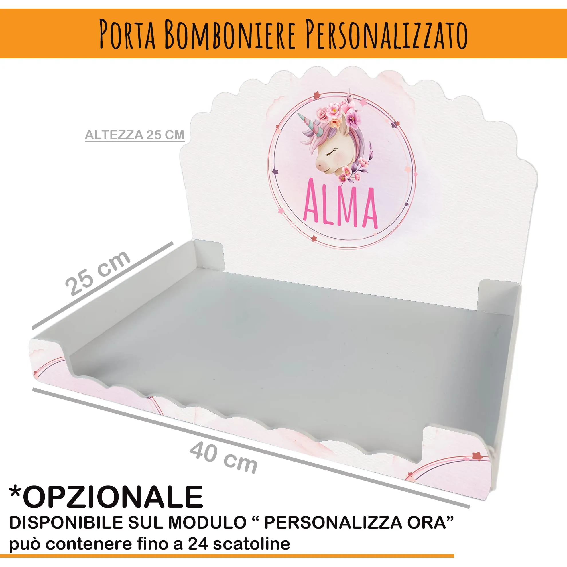 PV Grafik Scatoline Portaconfetti Personalizzate per Nascita e Battesimo, Set 24+24 con Bigliettini e Nastrini, Unicorno, 8x8,5x4 cm (Tunna47) - immagine 4