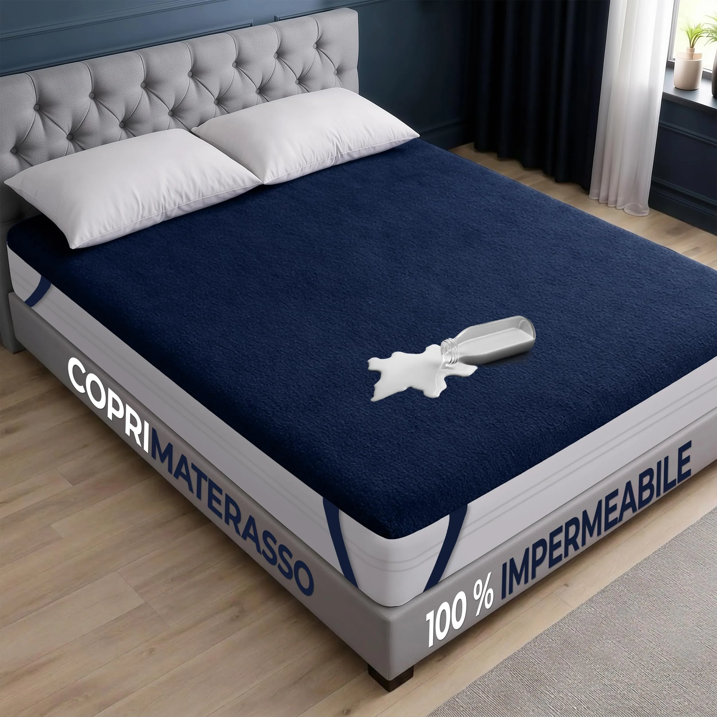 Utopia Bedding Coprimaterasso Impermeabile, 140x200 cm, Blu - immagine 4