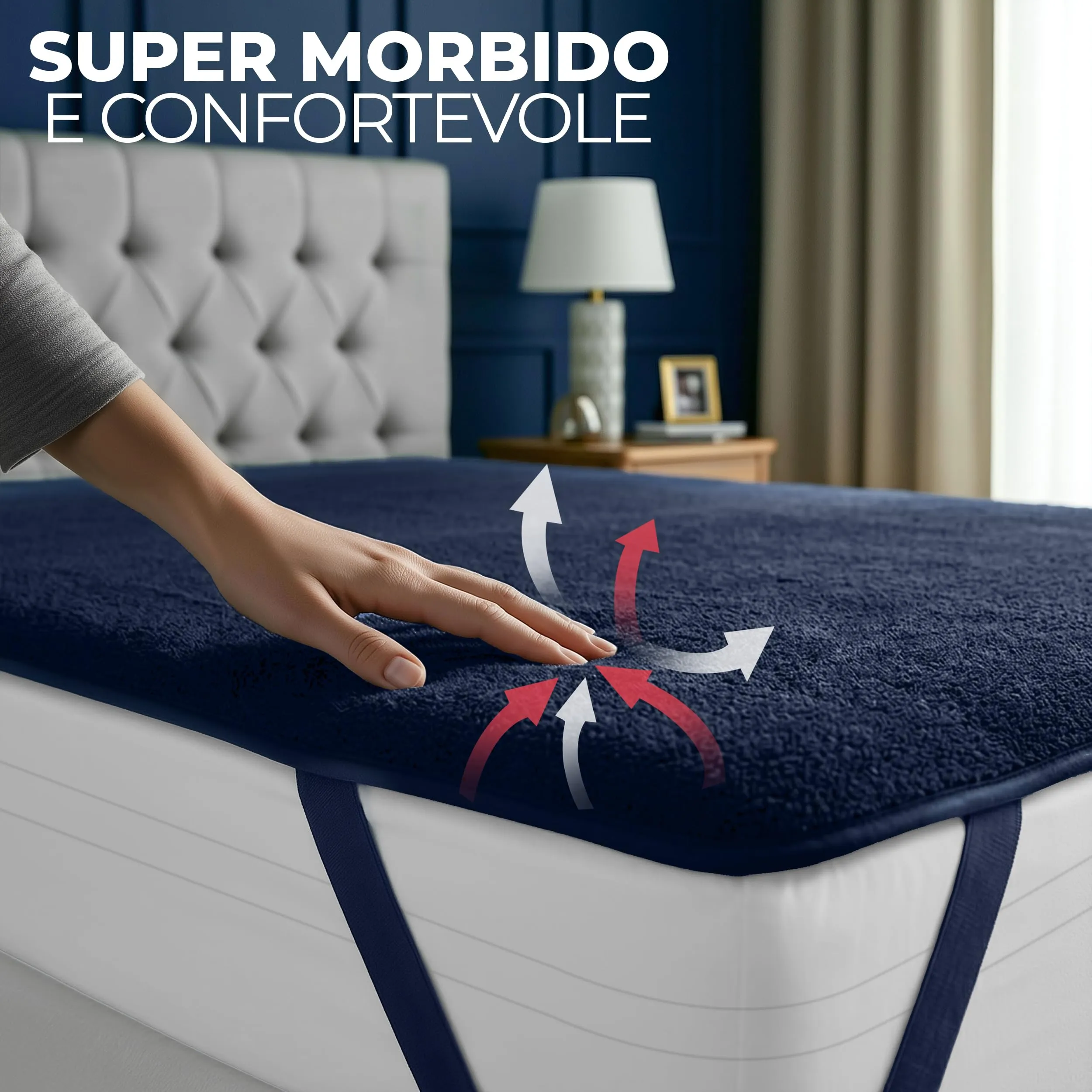 Utopia Bedding Coprimaterasso Impermeabile in Terry, 160x200 cm, Blu - immagine 5