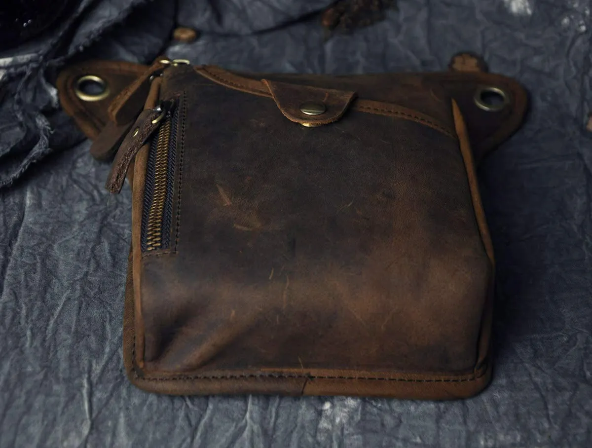 Le'aokuu Marsupio da Moto in Vera Pelle Borsa a Tracolla e Gamba 211-5 - immagine 6