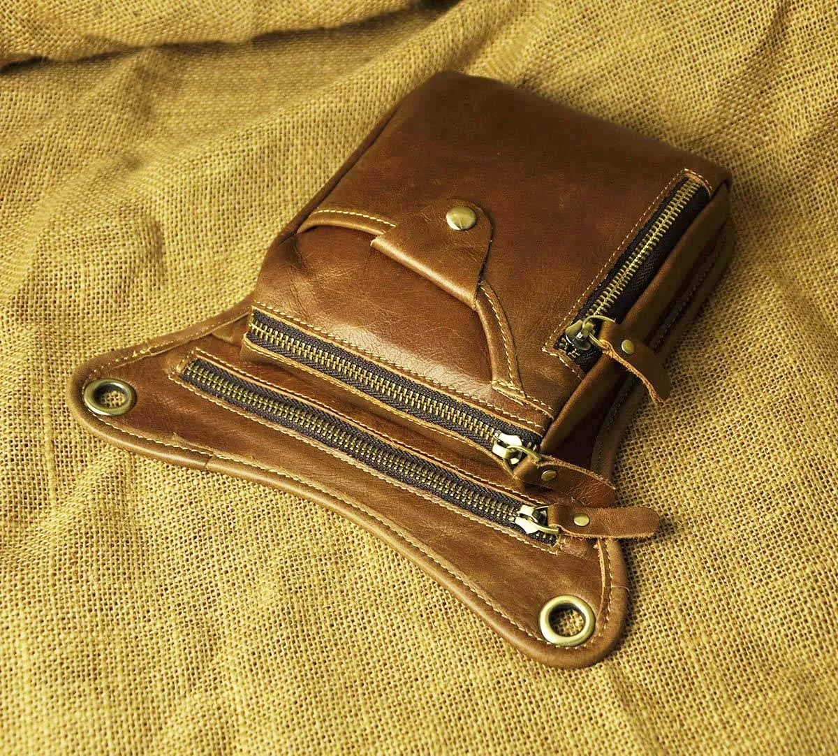 Le'aokuu Marsupio in Vera Pelle per Moto Borsa a Tracolla e Coscia 211-5 - immagine 6