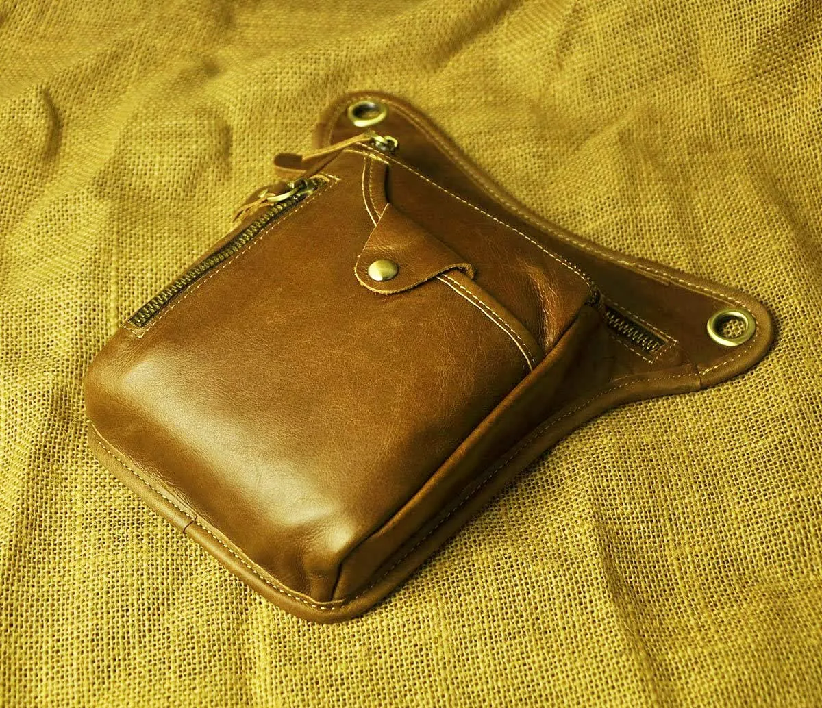 Le'aokuu Marsupio in Vera Pelle per Moto Borsa a Tracolla e Coscia 211-5 - immagine 7