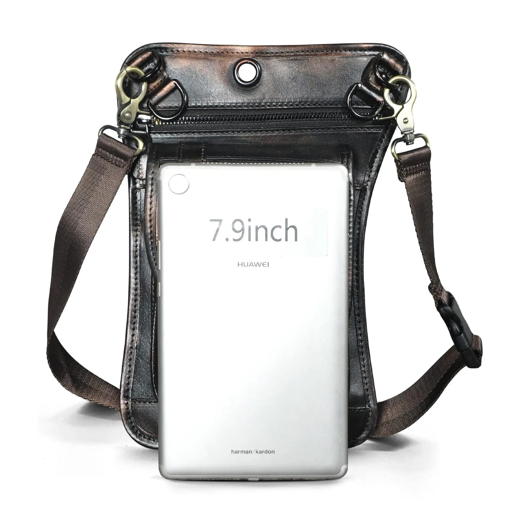 Le'aokuu Borsa Messenger da Coscia in Vera Pelle per Uomo (2141 Caffè-Nero) - immagine 3