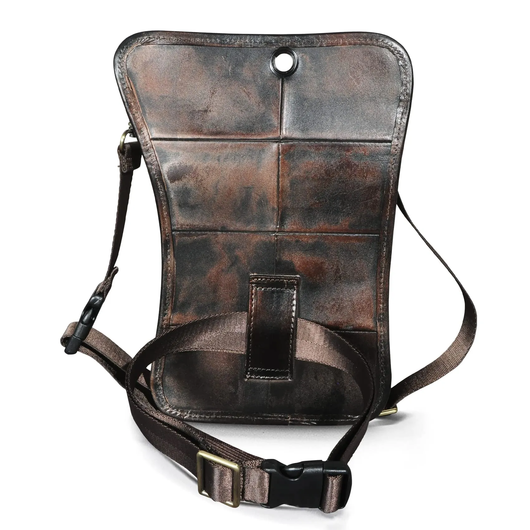 Le'aokuu Borsa Messenger da Coscia in Vera Pelle per Uomo (2141 Caffè-Nero) - immagine 4