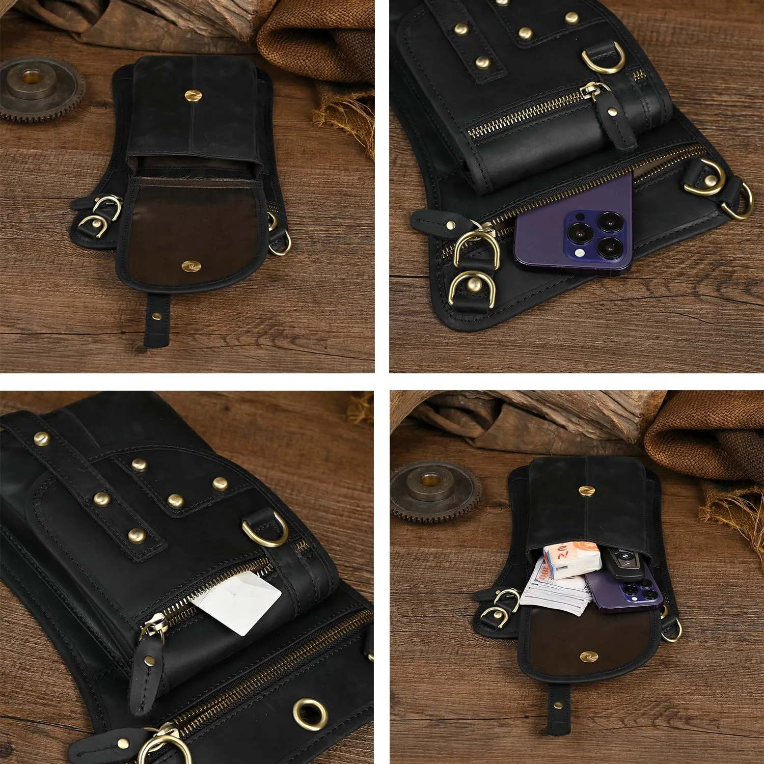 Le'aokuu Borsa Messenger da Coscia in Vera Pelle per Uomo 2141 - immagine 7