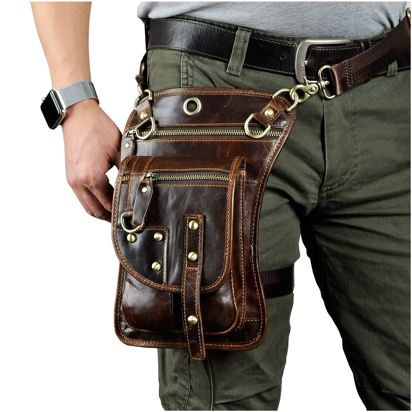 Le'aokuu Borsa Messenger da Coscia in Vera Pelle per Uomo 2141 - immagine 2