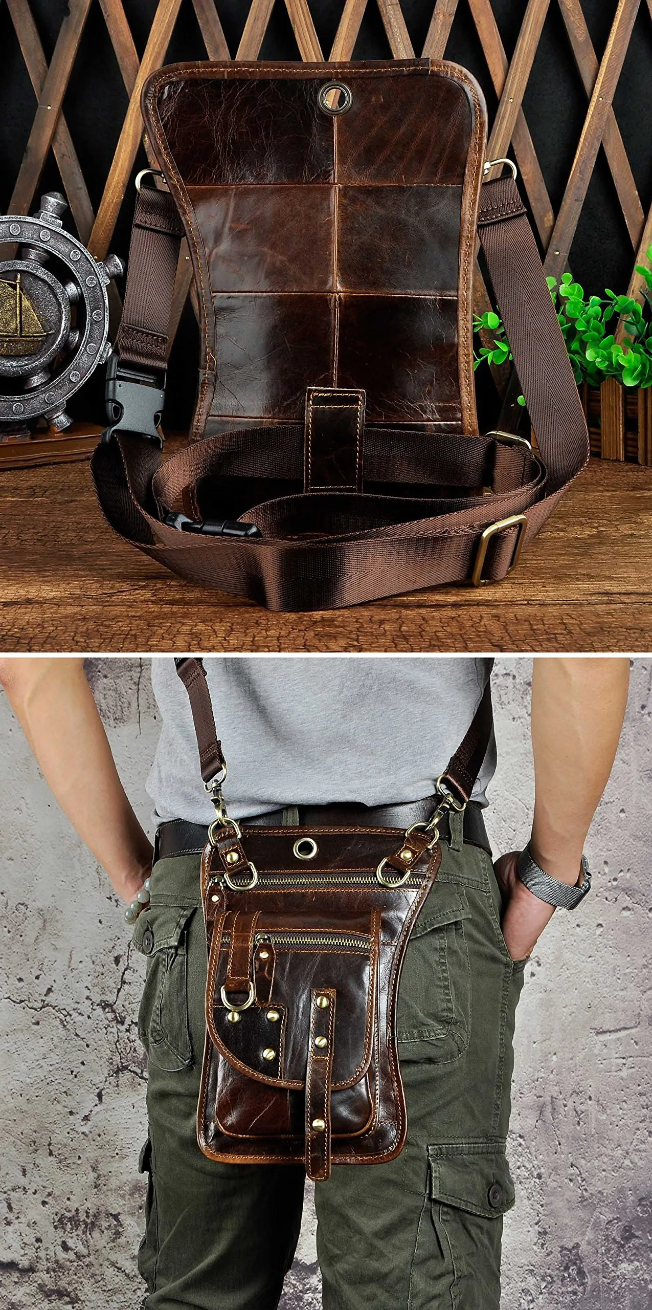 Le'aokuu Borsa Messenger da Coscia in Vera Pelle per Uomo 2141 - immagine 3