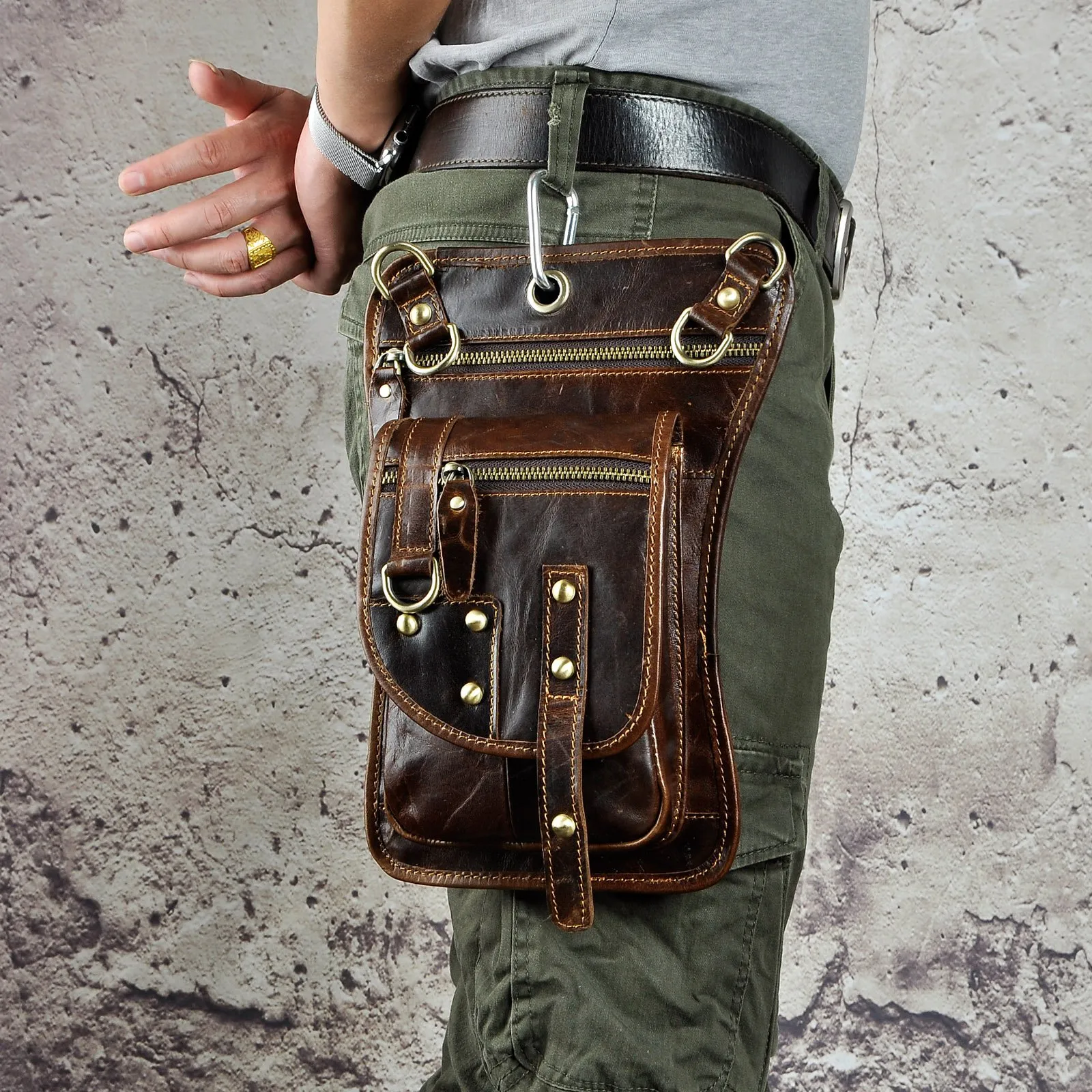 Le'aokuu Borsa Messenger da Coscia in Vera Pelle per Uomo 2141 - immagine 5