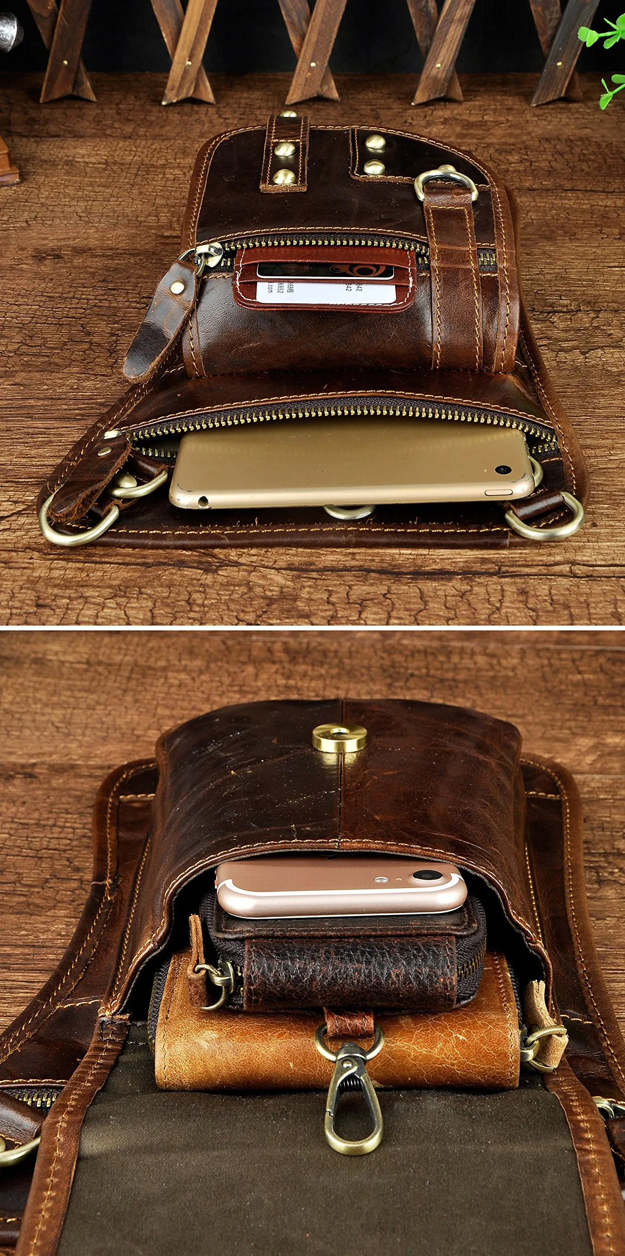 Le'aokuu Borsa Messenger da Coscia in Vera Pelle per Uomo 2141 - immagine 7