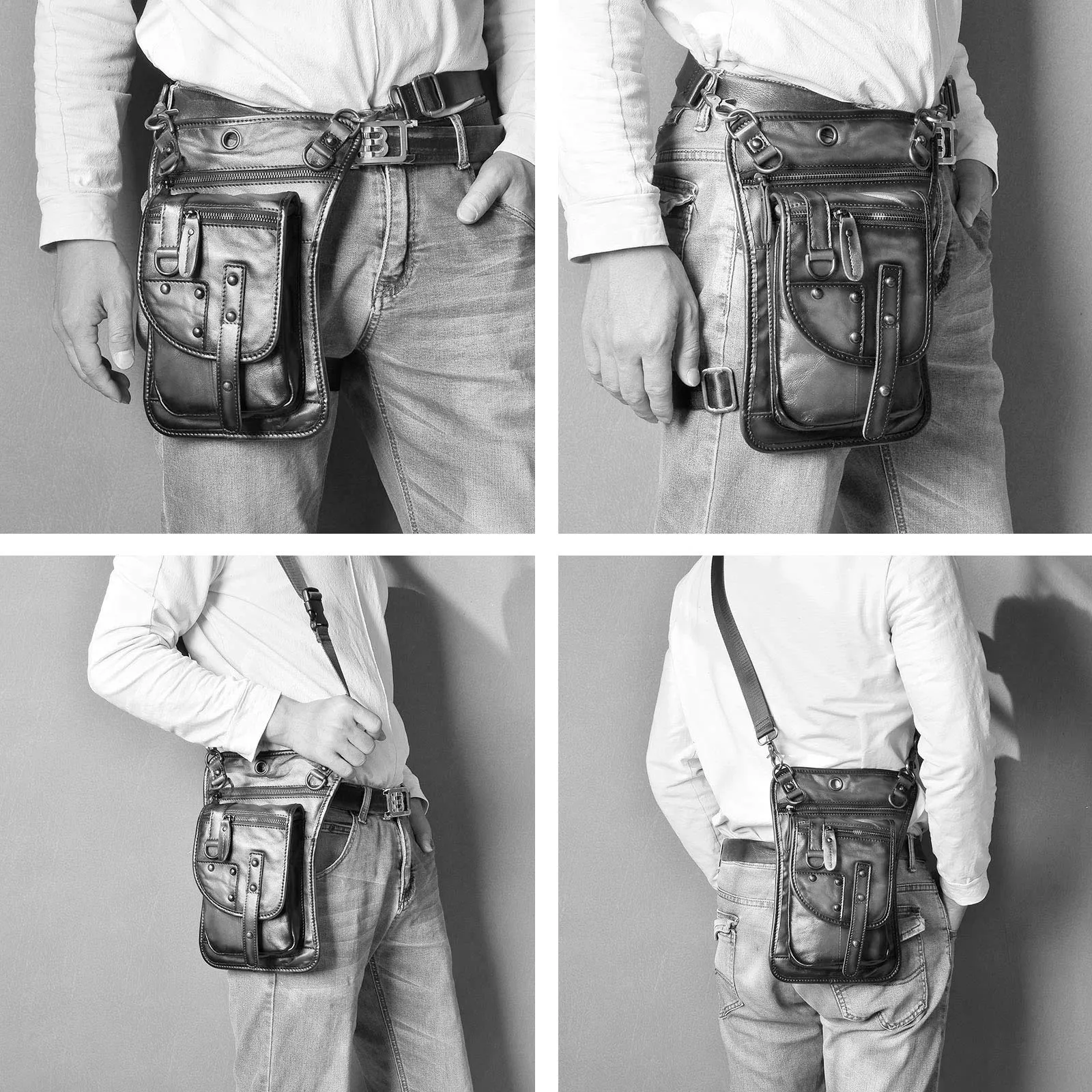 Le'aokuu Borsa Messenger da Coscia in Vera Pelle per Uomo 2141 - immagine 5