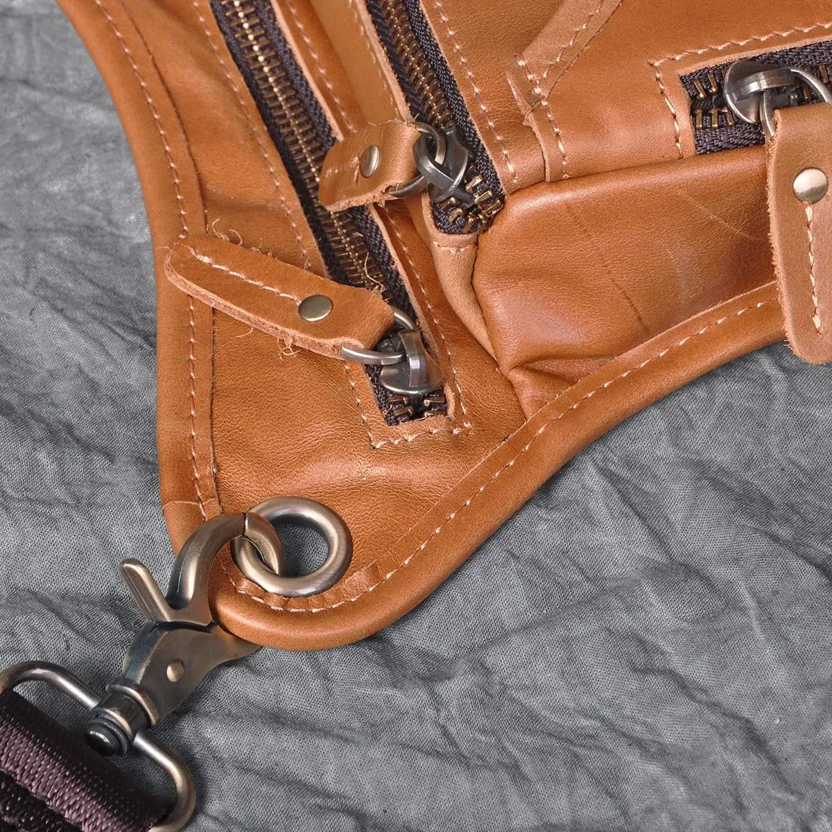 Le'aokuu Marsupio in Vera Pelle per Moto Borsa a Tracolla e Coscia 211-5 - immagine 4