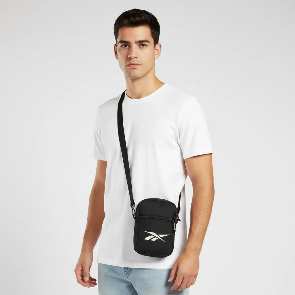 Reebok Malden Borsa a tracolla piccola, Nero, Poliestere, 12x17x2,5 cm - immagine 2