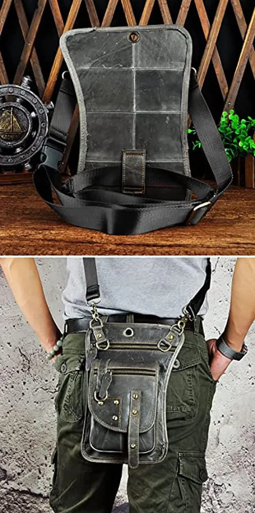 Le'aokuu Borsa Messenger da Coscia in Vera Pelle per Uomo, Modello G1015 2141 - immagine 4