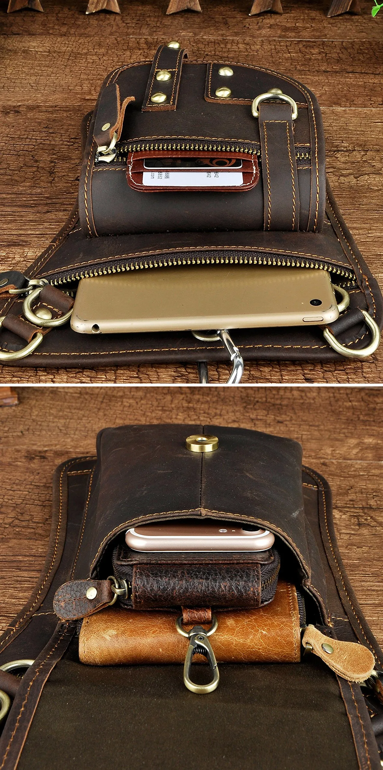 Le'aokuu Borsa Messenger da Coscia in Vera Pelle per Uomo, Modello G1015 (2141) - immagine 7