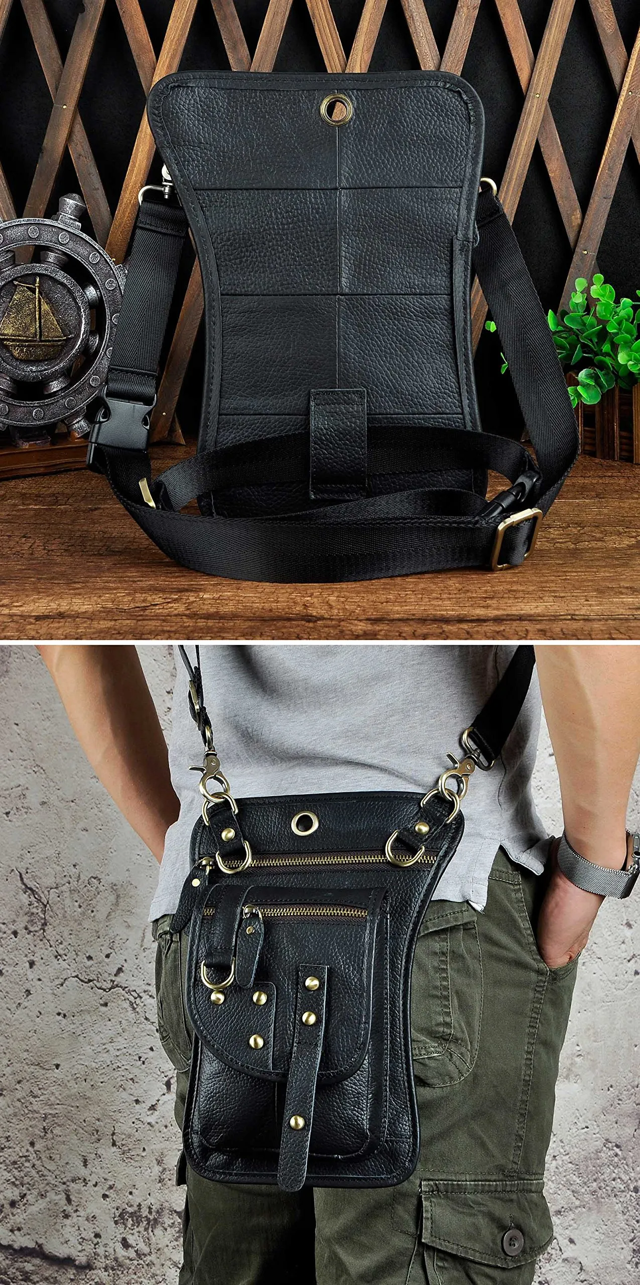 Le'aokuu Borsa Messenger da Coscia in Vera Pelle per Uomo G1015 2141 - immagine 3