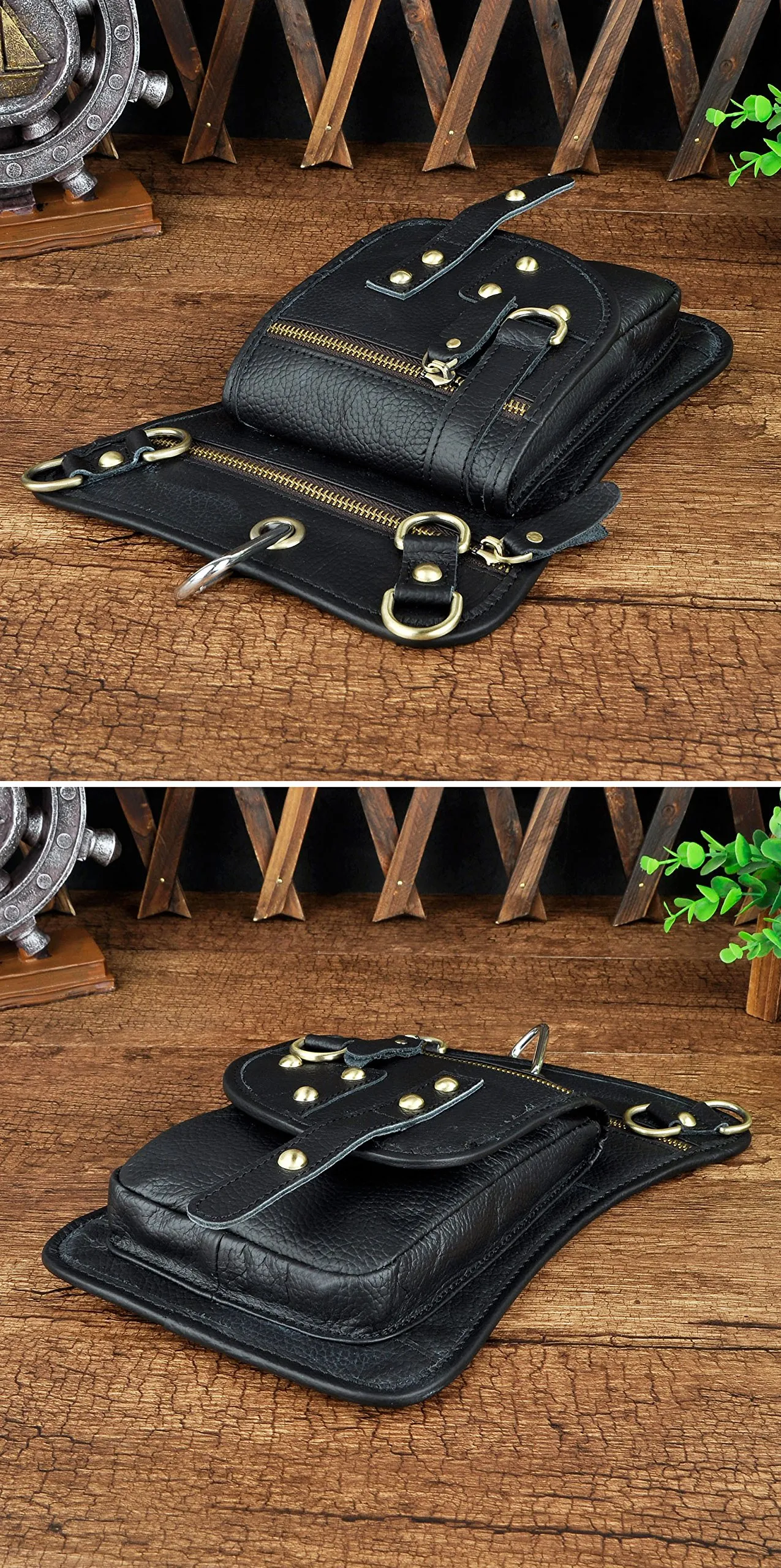 Le'aokuu Borsa Messenger da Coscia in Vera Pelle per Uomo G1015 2141 - immagine 5
