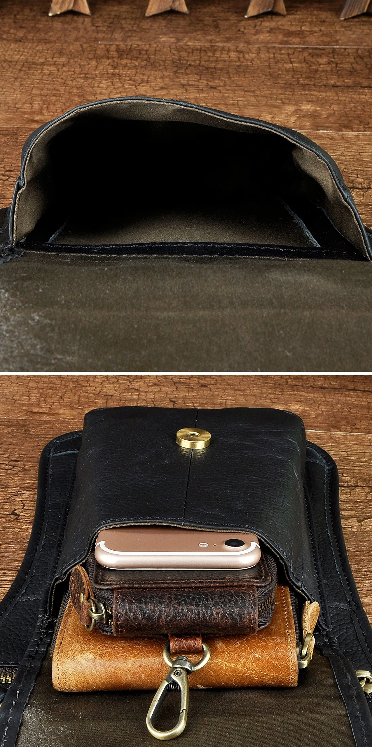 Le'aokuu Borsa Messenger da Coscia in Vera Pelle per Uomo G1015 2141 - immagine 6