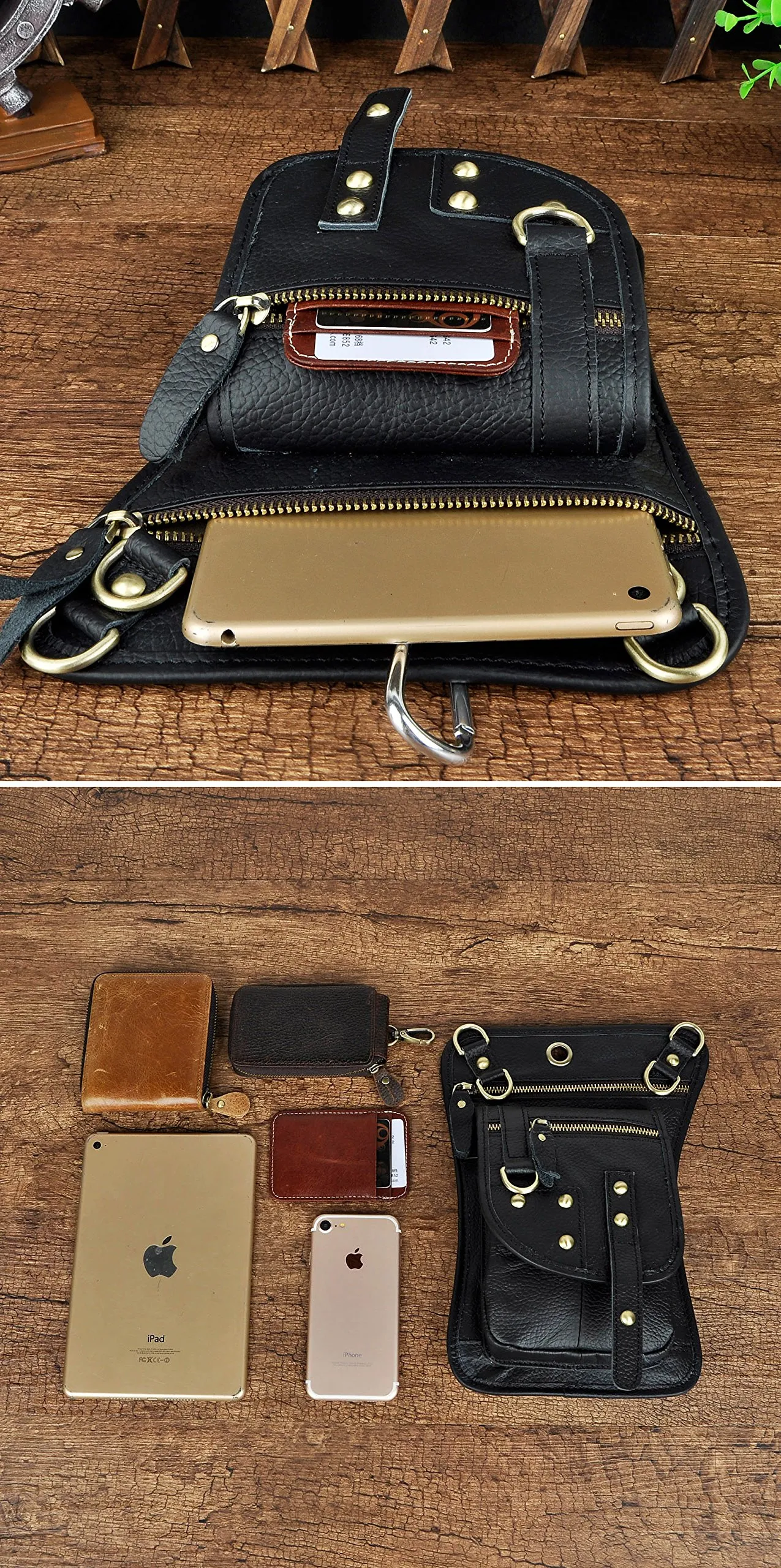 Le'aokuu Borsa Messenger da Coscia in Vera Pelle per Uomo G1015 2141 - immagine 7