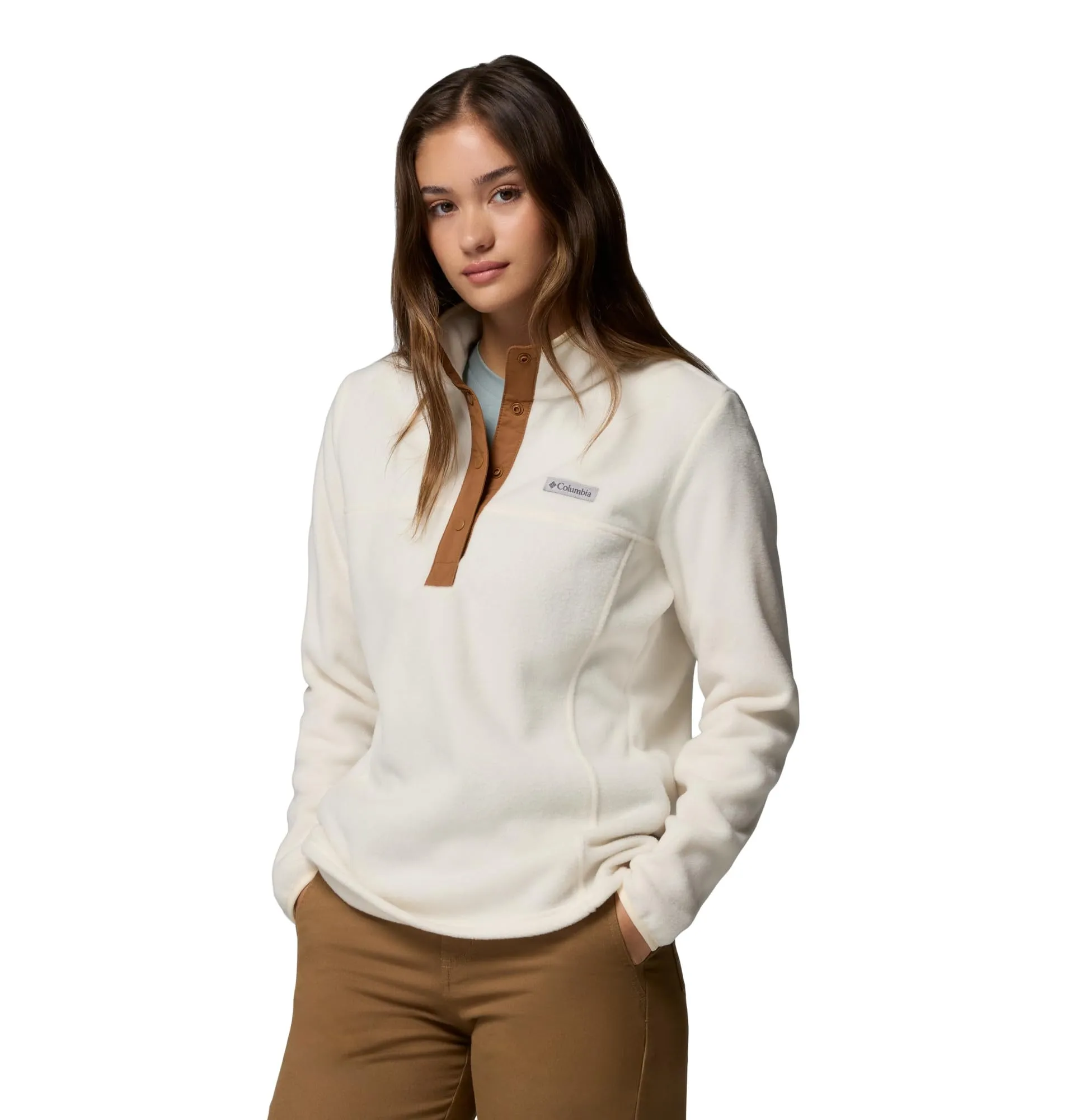 Columbia Benton Springs 1/2 Snap Pullover II Women's Fleece, Chalk/Camel Brown, XXL - immagine 1