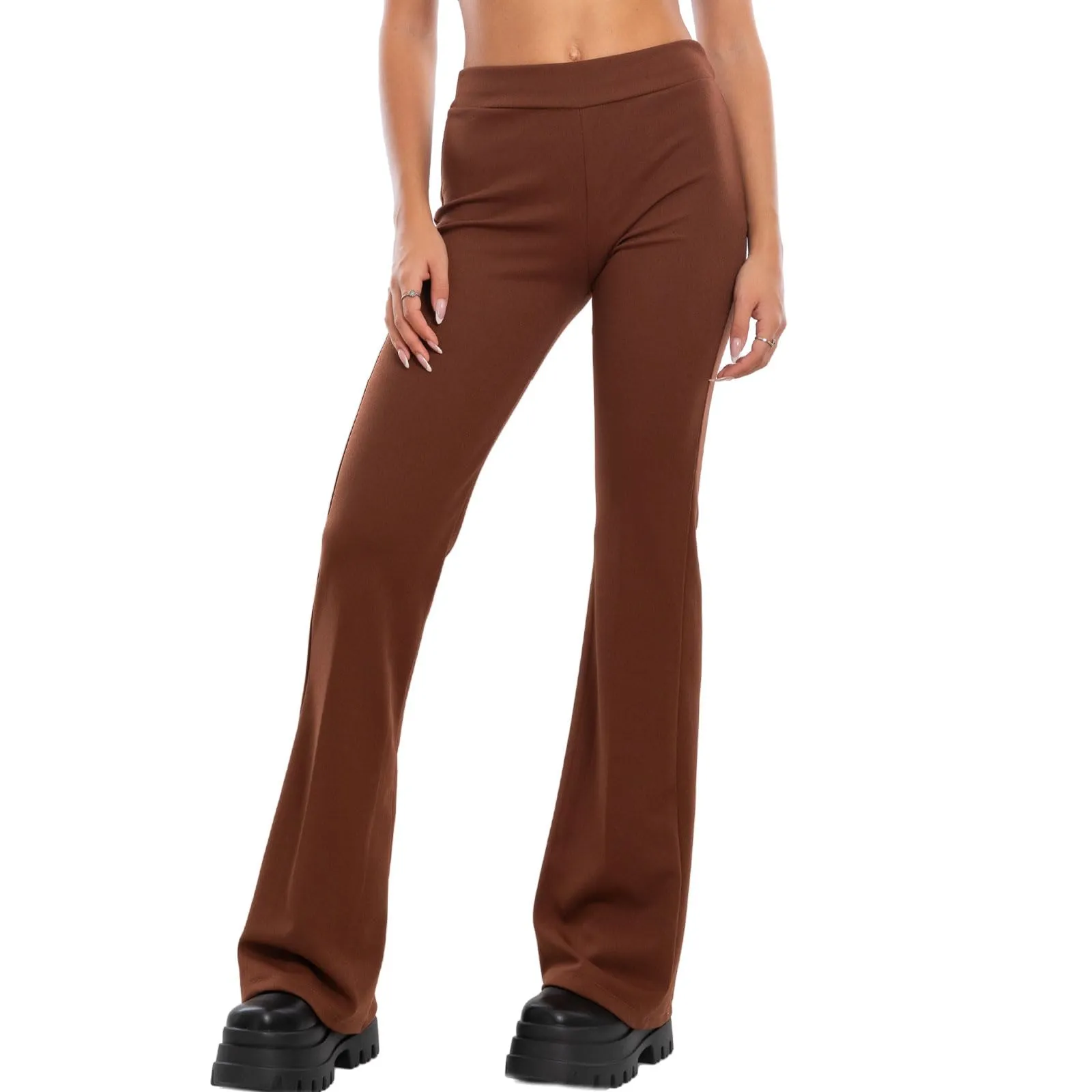Toocool Pantaloni Donna a Zampa Elefante Elasticizzati JL-2148 Marrone S - immagine 1