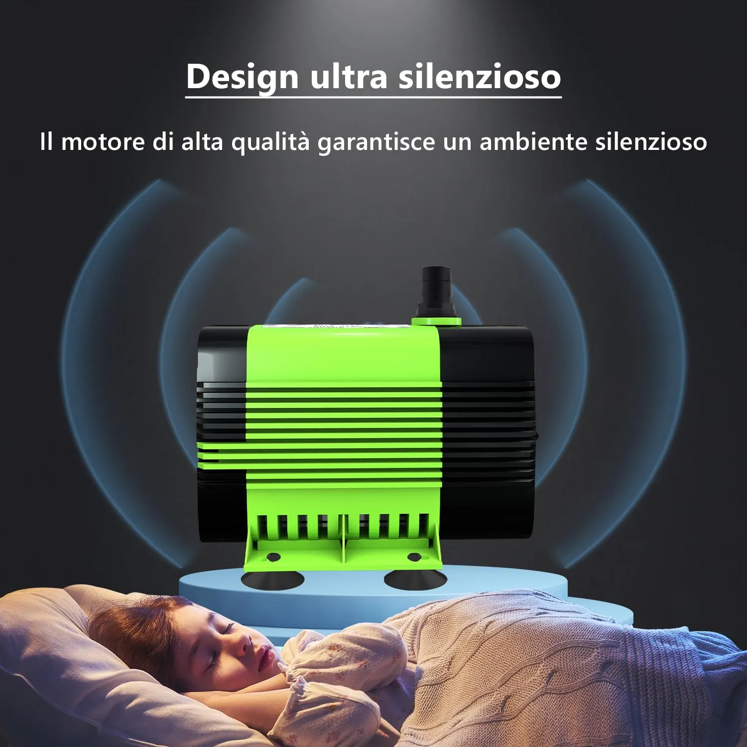 Lnicez Pompa Acqua Sommersa 50W 3500L/H, Altezza 2,8m con 5 Ugelli per Fontane e Acquari - immagine 3