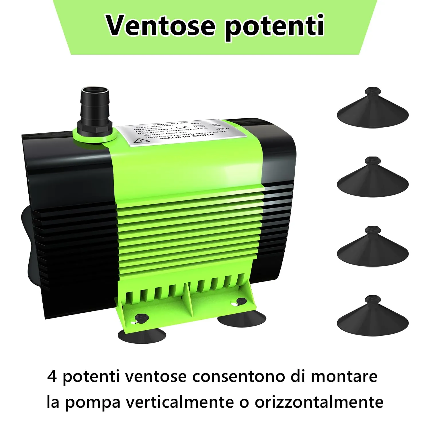 Lnicez Pompa Acqua Sommersa 50W 3500L/H, Altezza 2,8m con 5 Ugelli per Fontane e Acquari - immagine 5