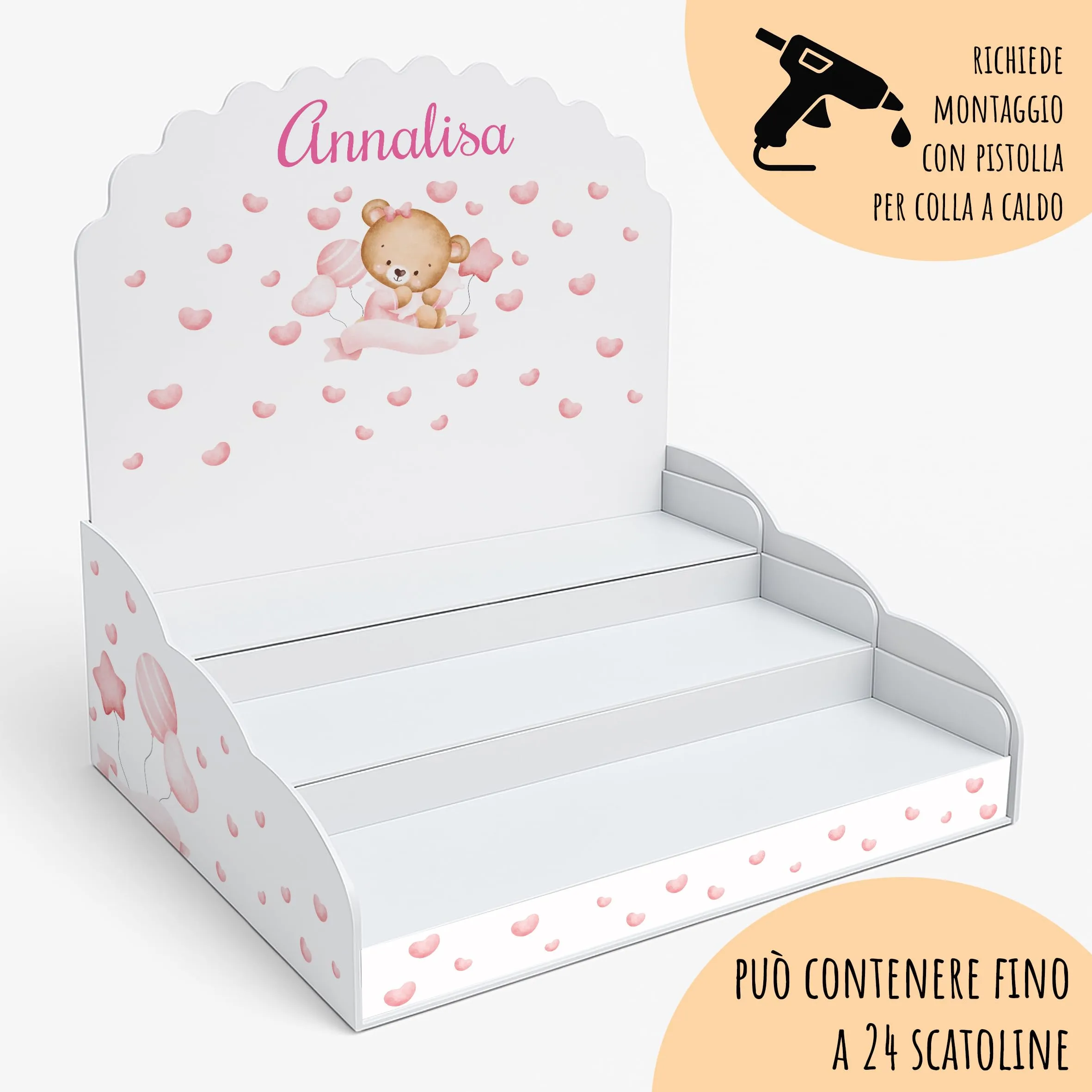 PV Grafik Scatoline Portaconfetti Nascita e Battesimo, Set 24+24 Personalizzate con Bigliettino e Nastrino, Modello Tunna68 - immagine 3