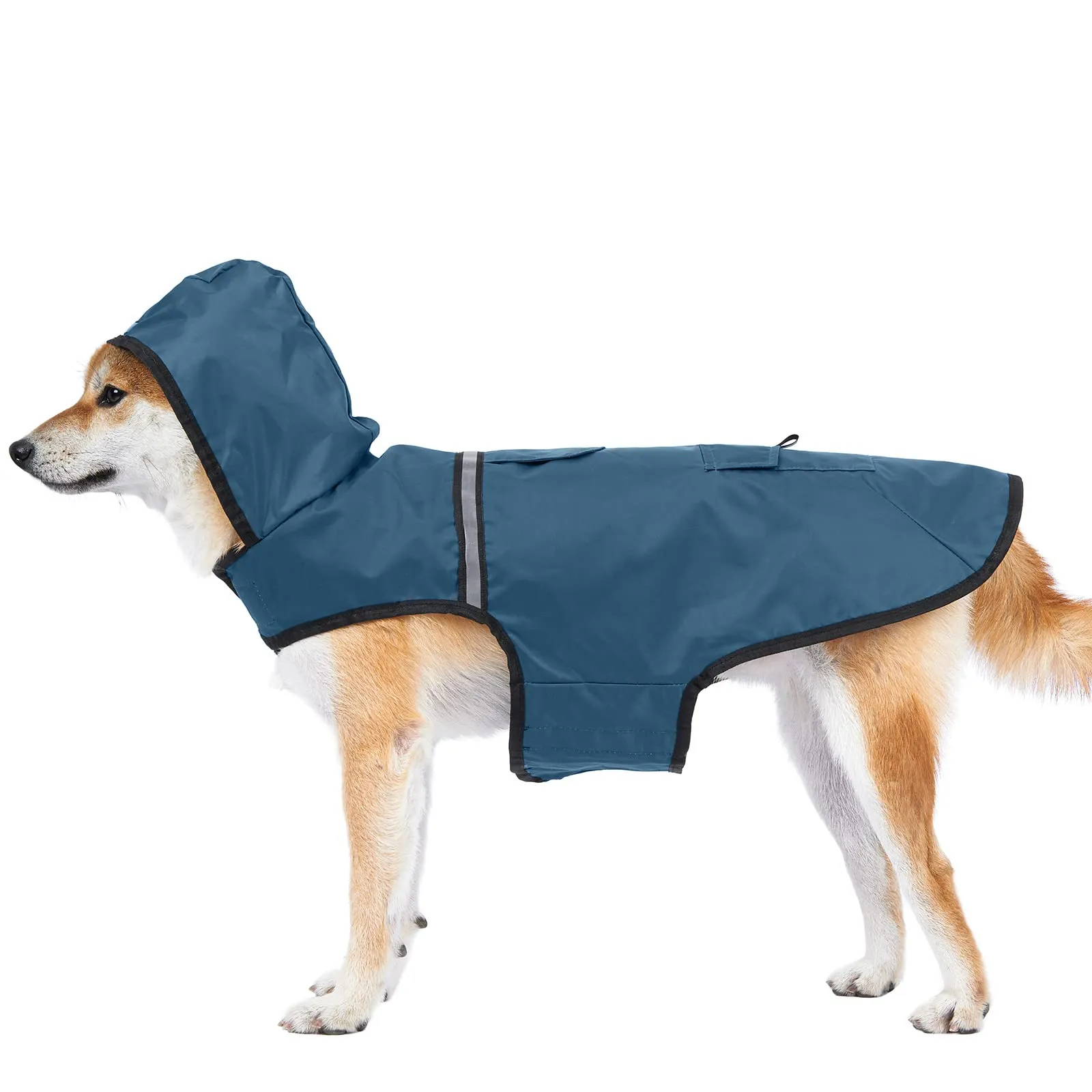 KoKoBin Giacca Impermeabile Riflettente per Cani con Cappuccio, Blu Grigiastro, L - immagine 1