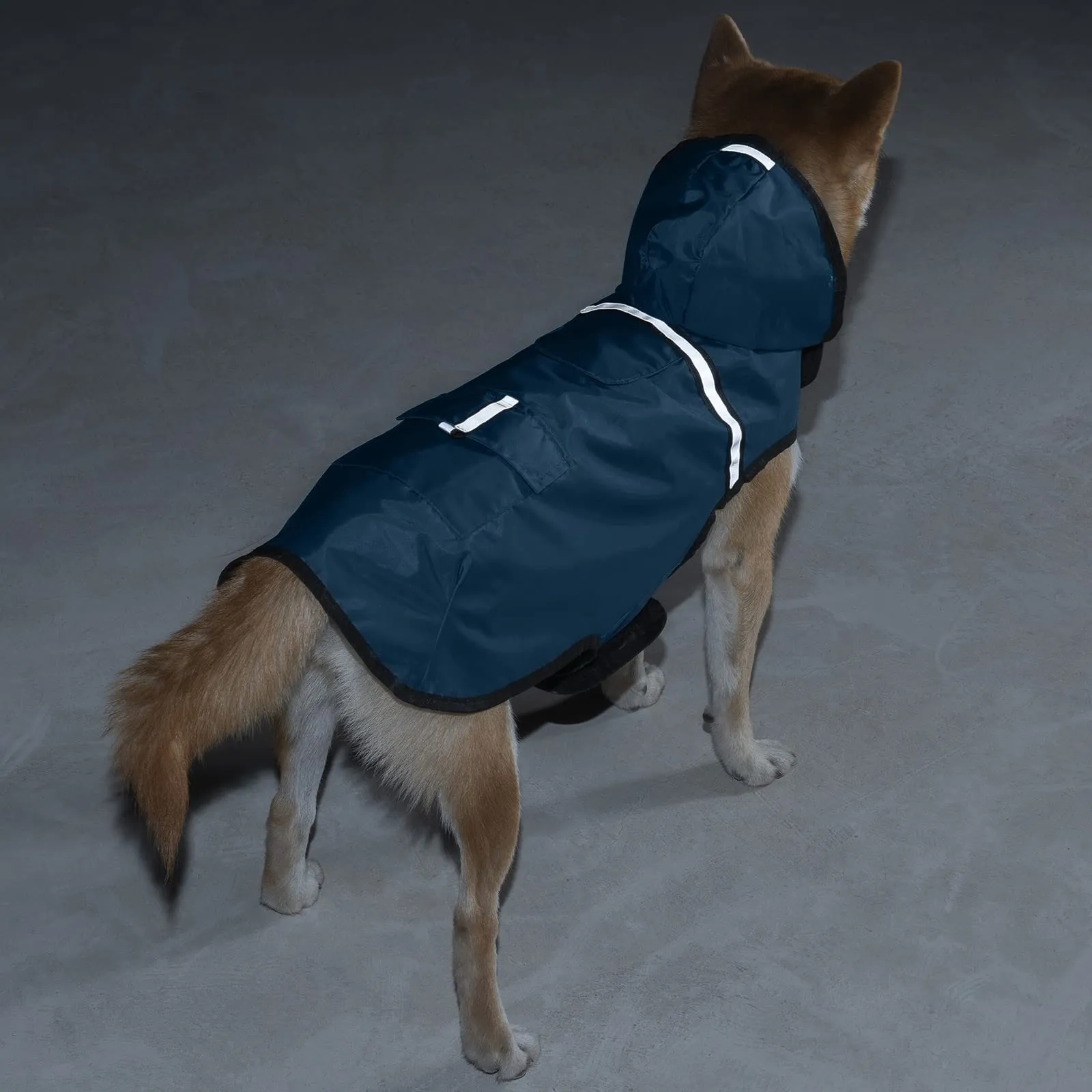 KoKoBin Giacca Impermeabile Riflettente per Cani con Cappuccio, Blu Grigiastro, L - immagine 7