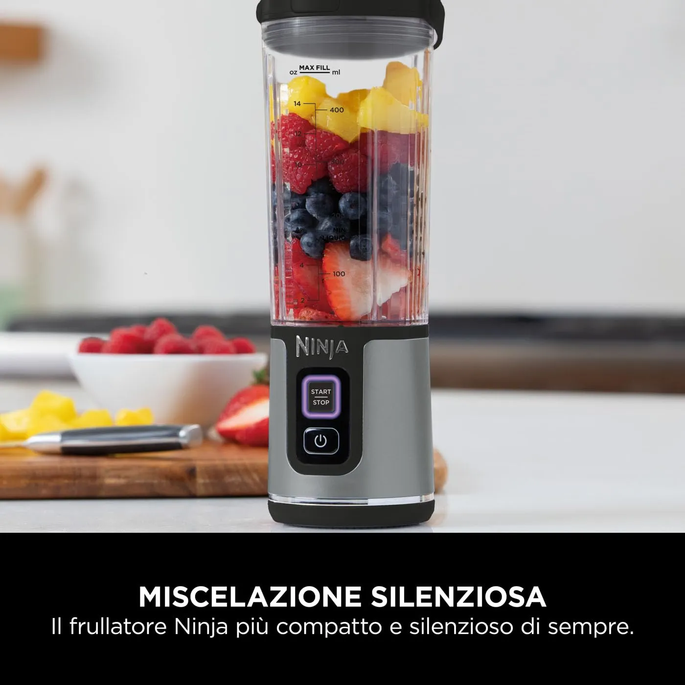Ninja Blast Mini Frullatore Portatile Ricaricabile, 530ml, Nero - immagine 7