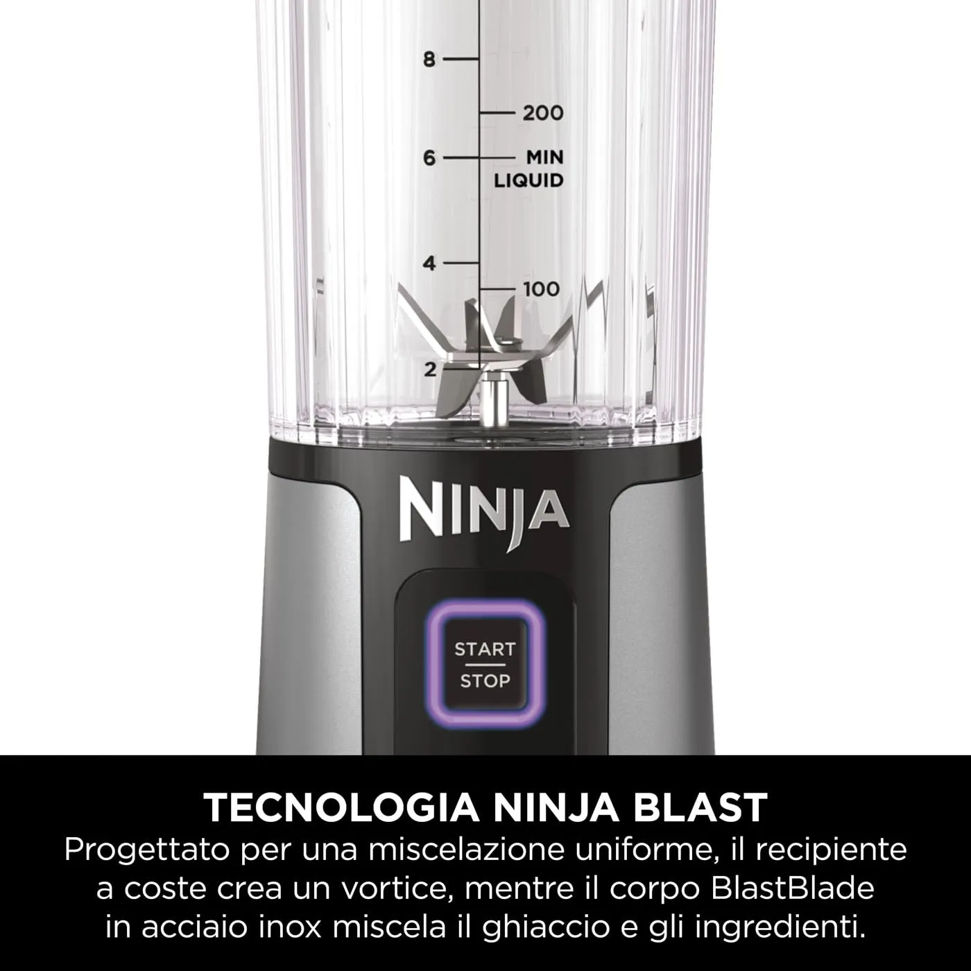 Ninja Blast Mini Frullatore Portatile Ricaricabile, 530ml, Nero - immagine 10