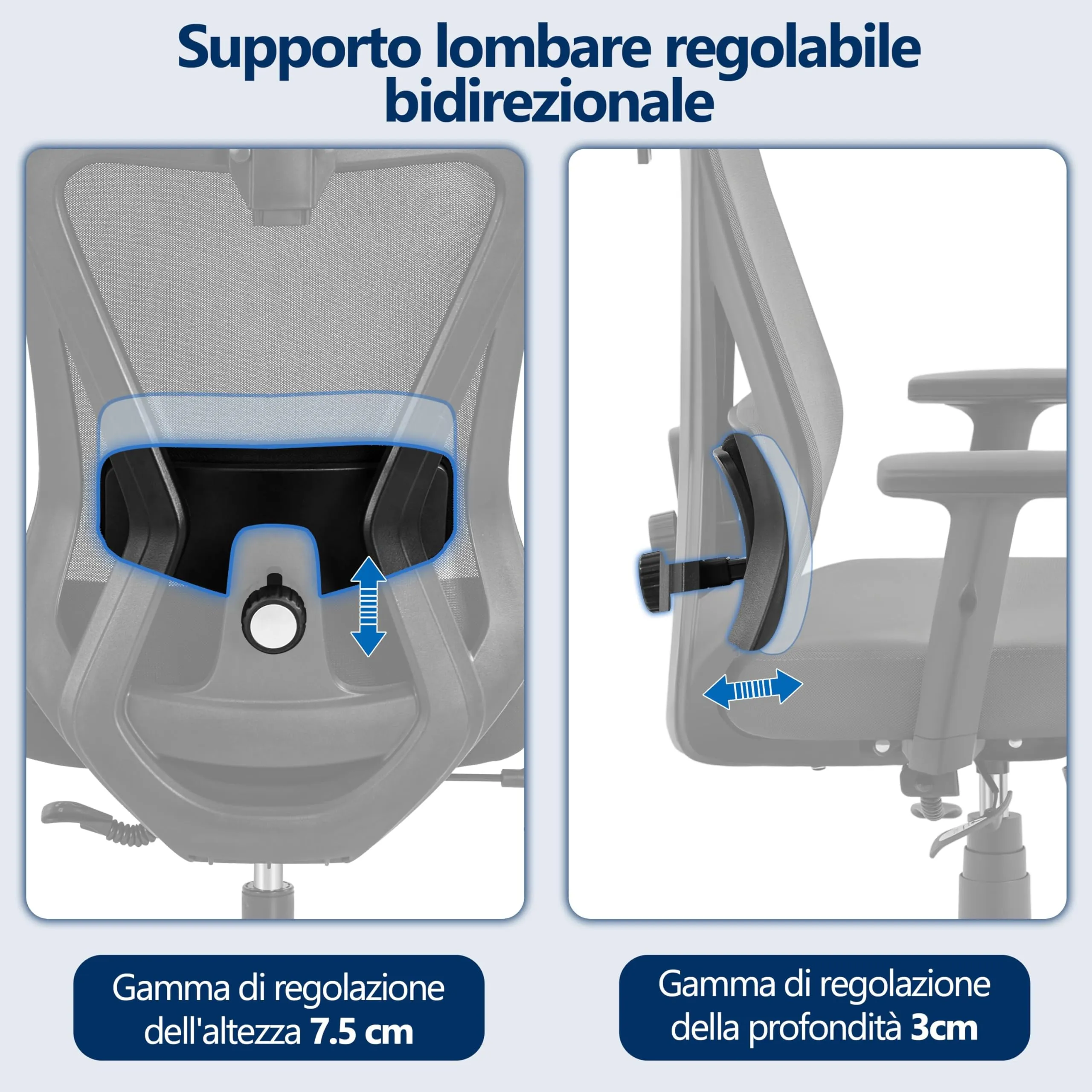 Yaheetech Sedia da Ufficio Ergonomica Lombare, Reclinabile e Bloccabile, Nero - immagine 6