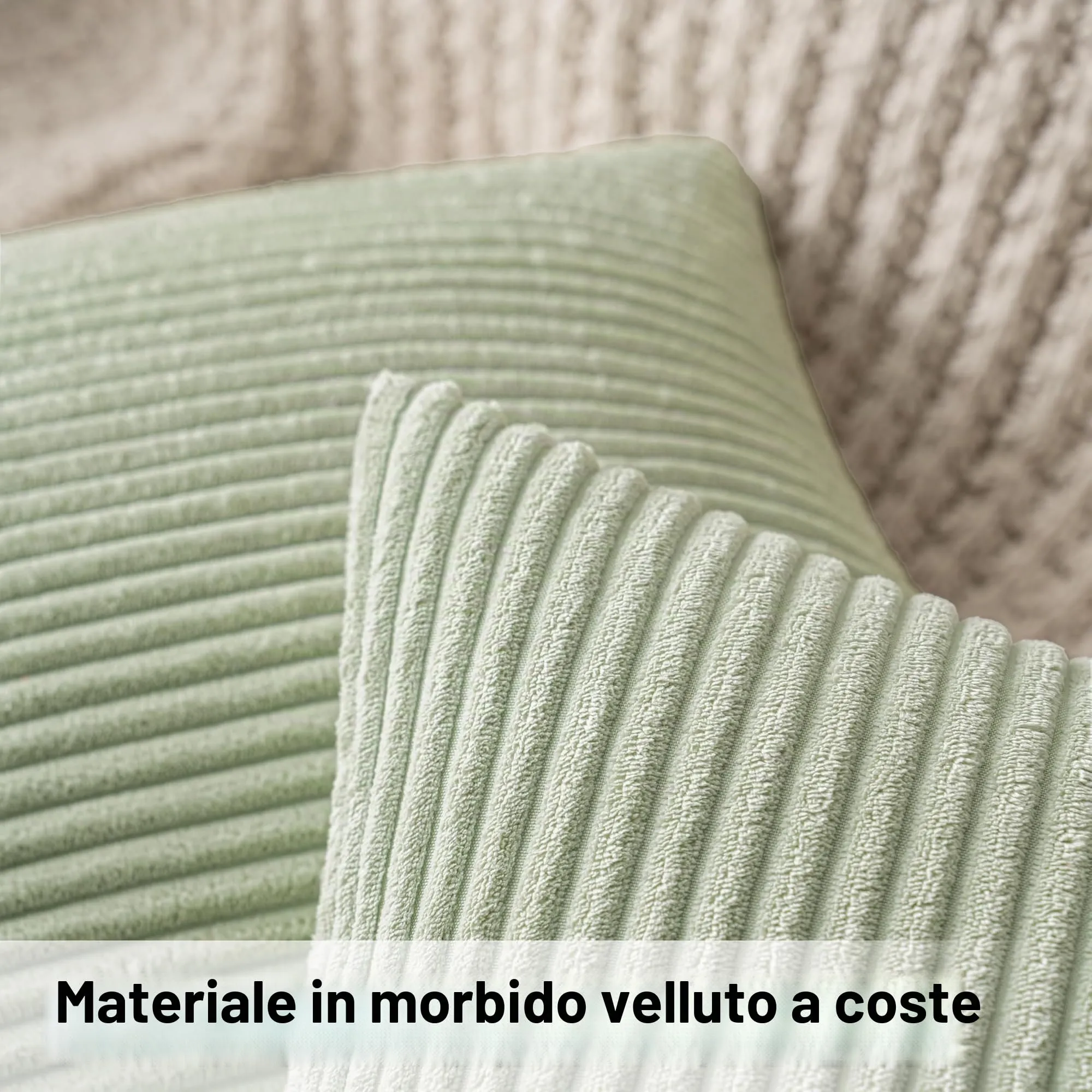 MIULEE Copricuscini in Velluto a Coste, 40x40cm, Verde Chiaro, Set da 2 Pezzi - immagine 2