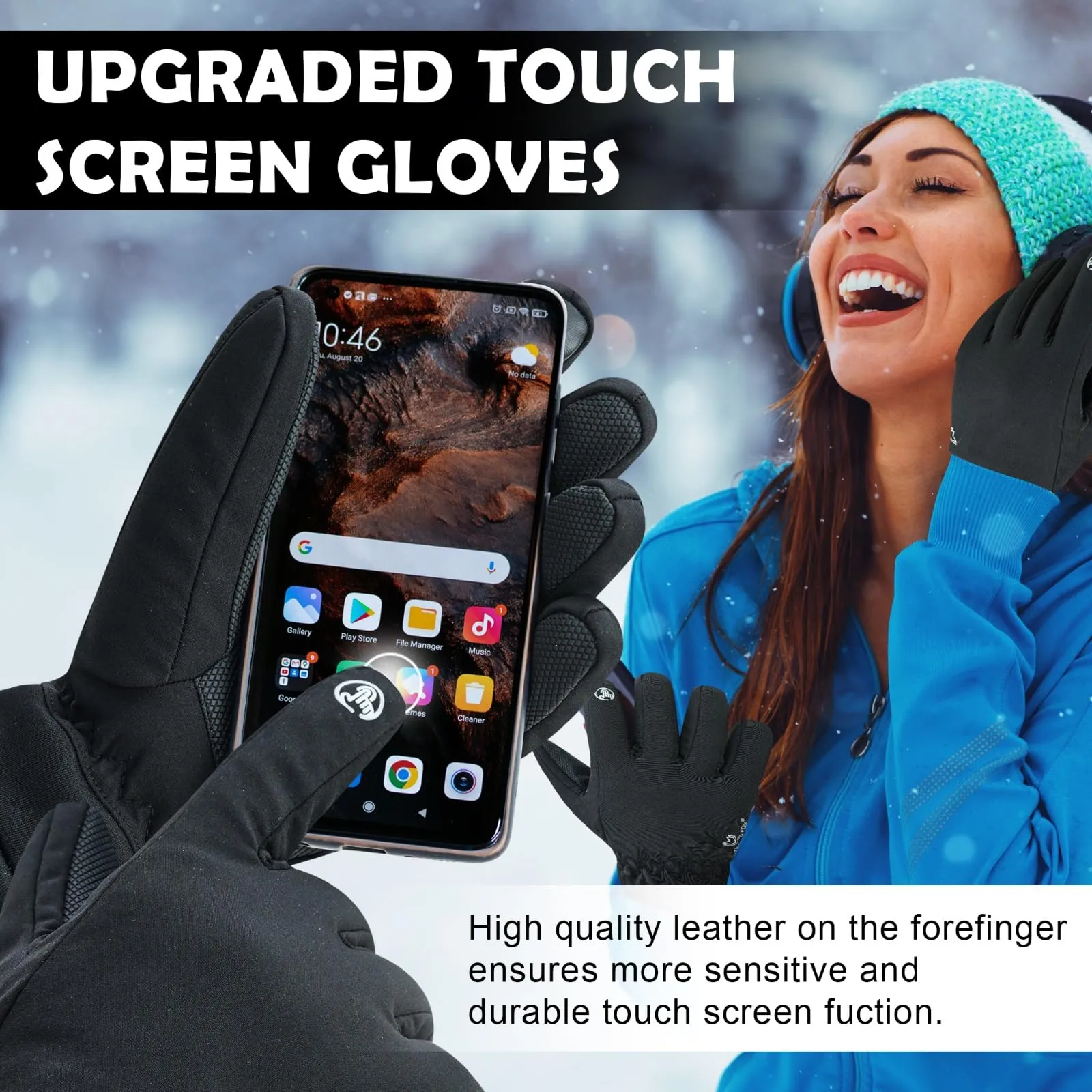 WESTWOOD FOX Guanti Invernali Impermeabili per Uomo e Donna, Touchscreen e Antiscivolo per Sci, Ciclismo, Snowboard ed Escursionismo - immagine 3