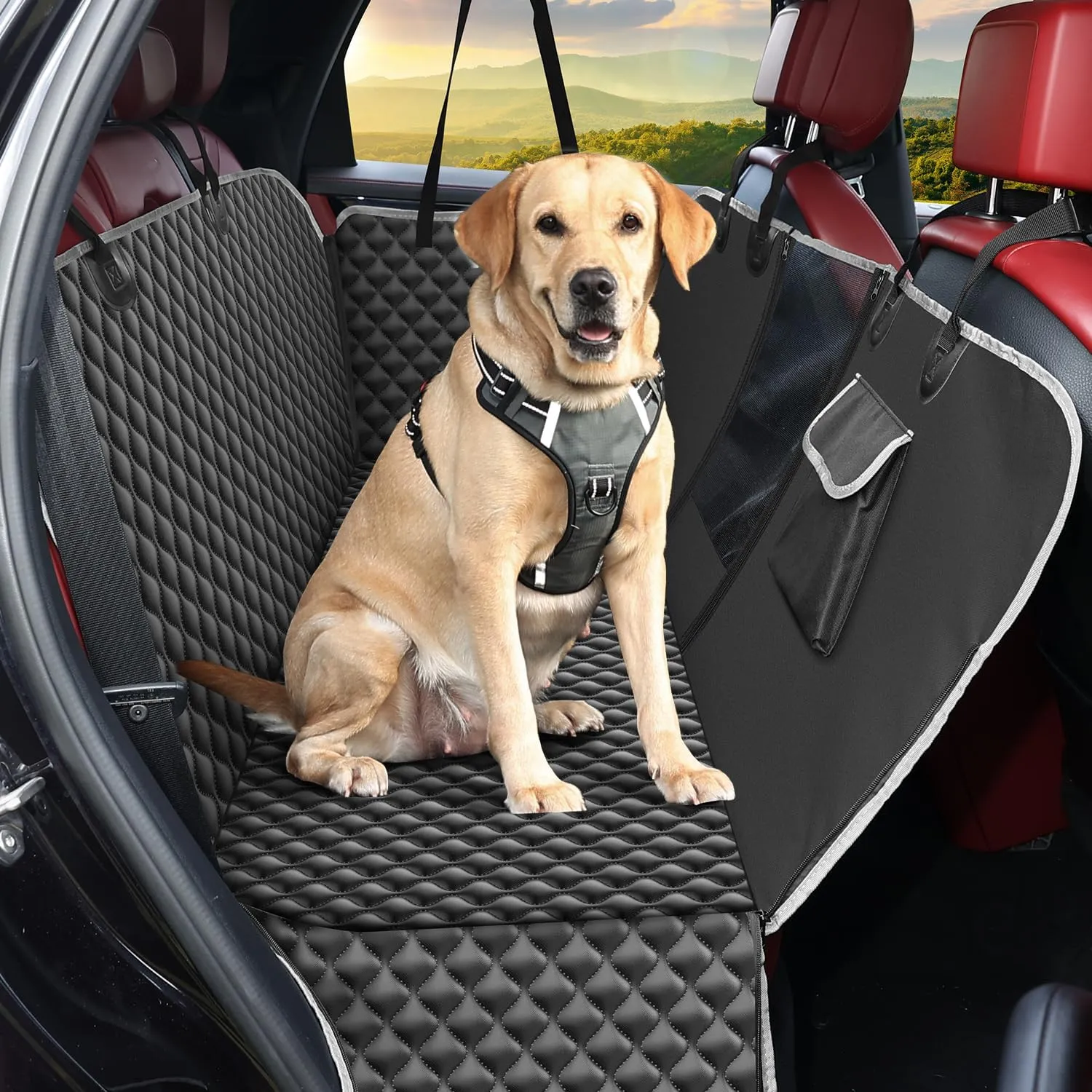KYG Coprisedile Posteriore per Cani Impermeabile Antiscivolo con Finestre a Maglie per Auto e SUV, 135x140cm - immagine 1