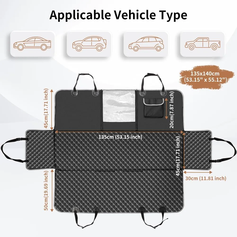 KYG Coprisedile Posteriore per Cani Impermeabile Antiscivolo con Finestre a Maglie per Auto e SUV, 135x140cm - immagine 2