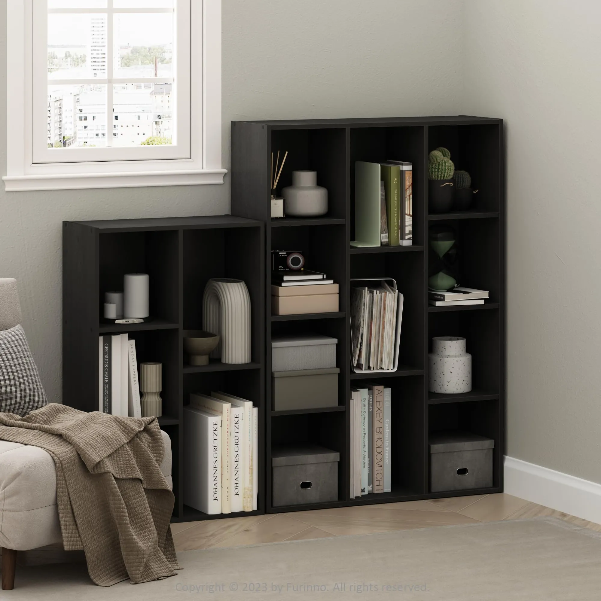 Furinno Luder Scaffale aperto reversibile a 5 cubi, Legno Nero - immagine 2