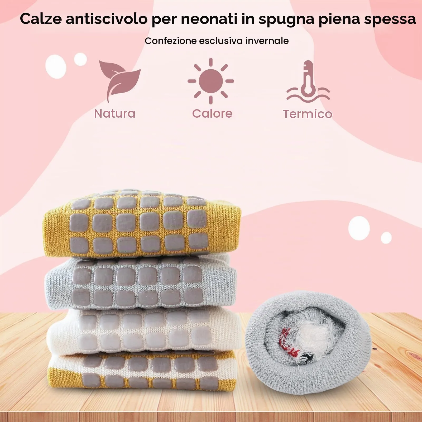 Simpeak Calzini Antiscivolo per Bambino in Cotone Invernali, 4 Paia, M - immagine 3
