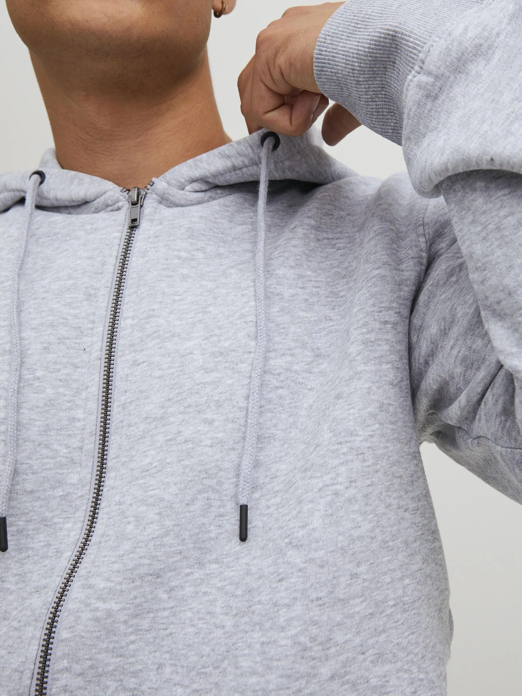 Jack & Jones Felpa con Cappuccio e Zip Semplice, Grigio, M - immagine 6