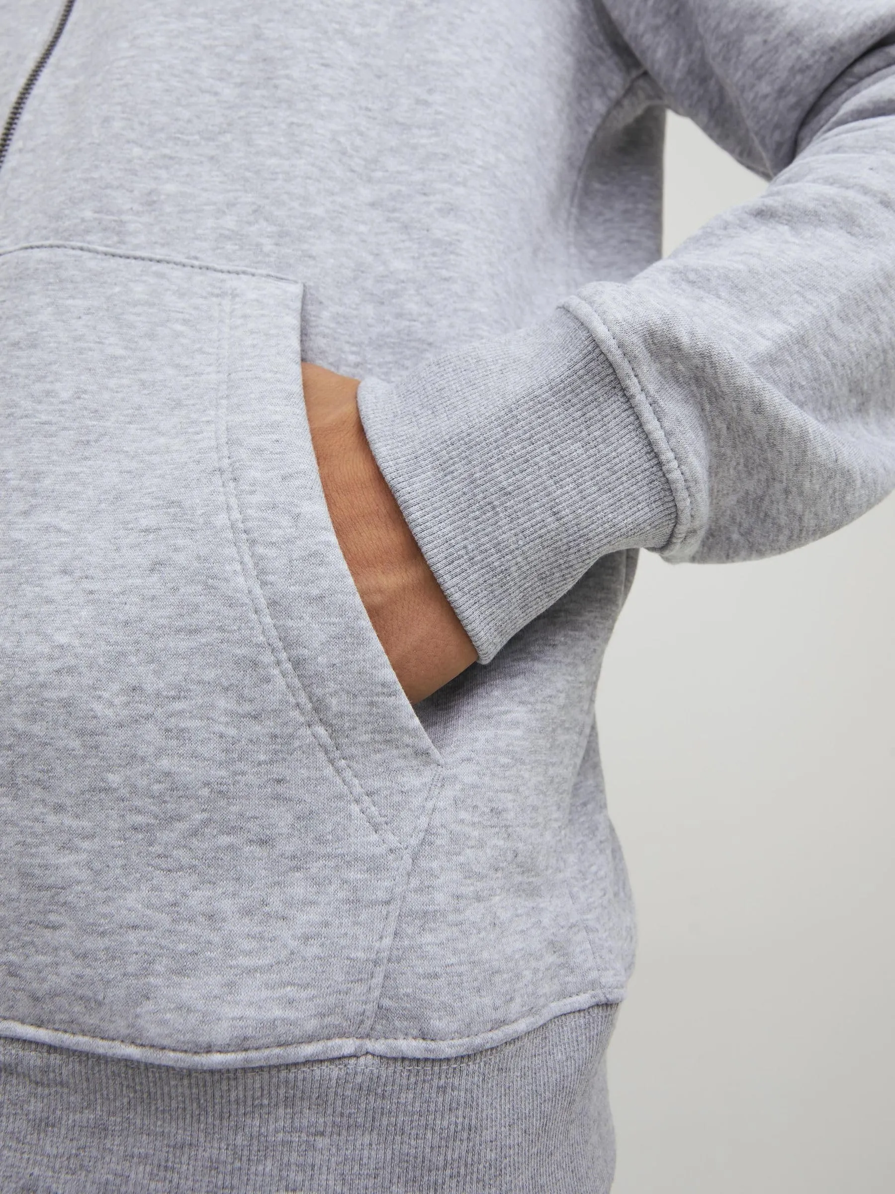 Jack & Jones Felpa con Cappuccio e Zip Grigio S - immagine 7