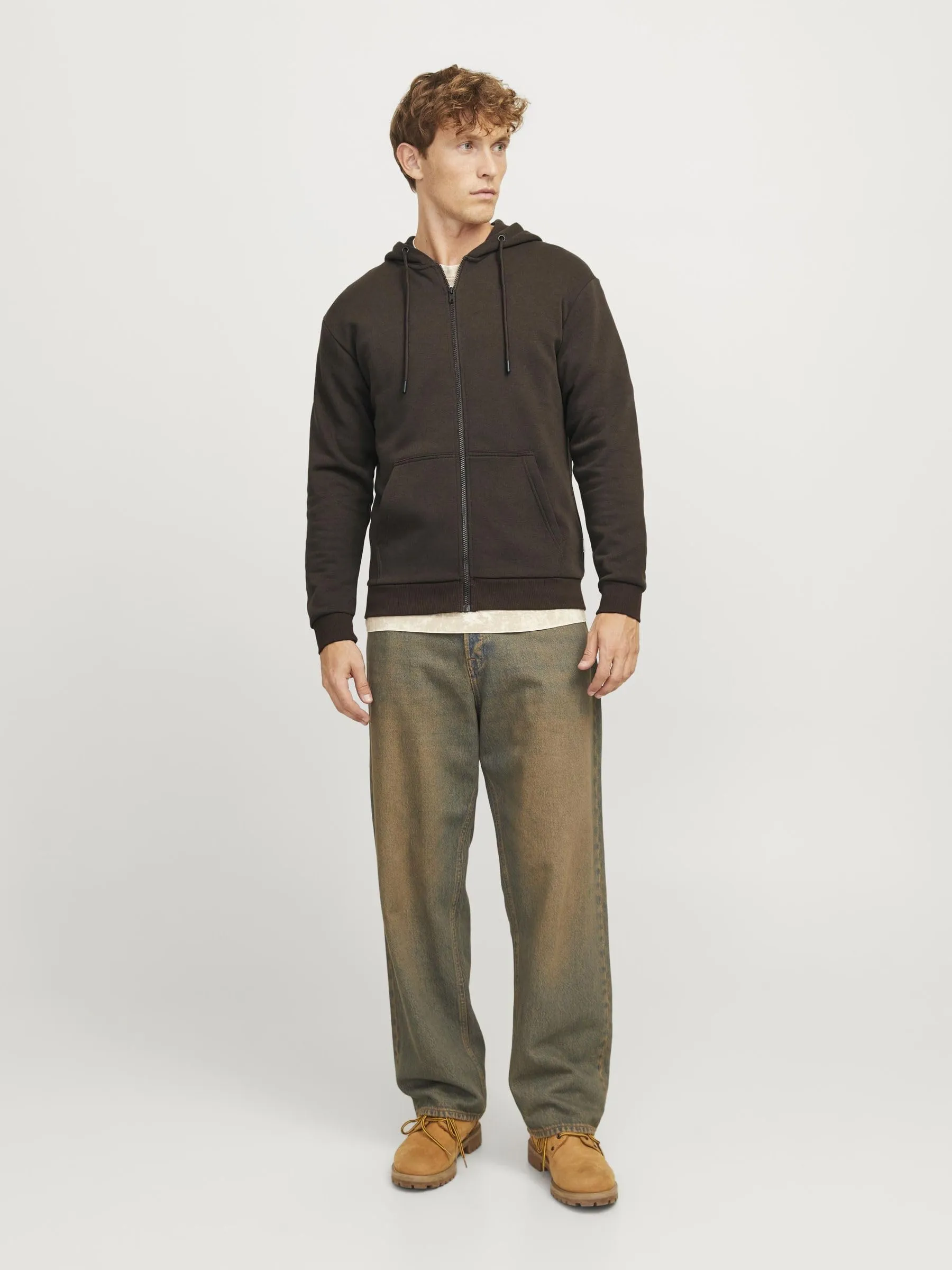 JACK & JONES Jjebradley Felpa con Cappuccio e Zip, Mulch, S - immagine 4