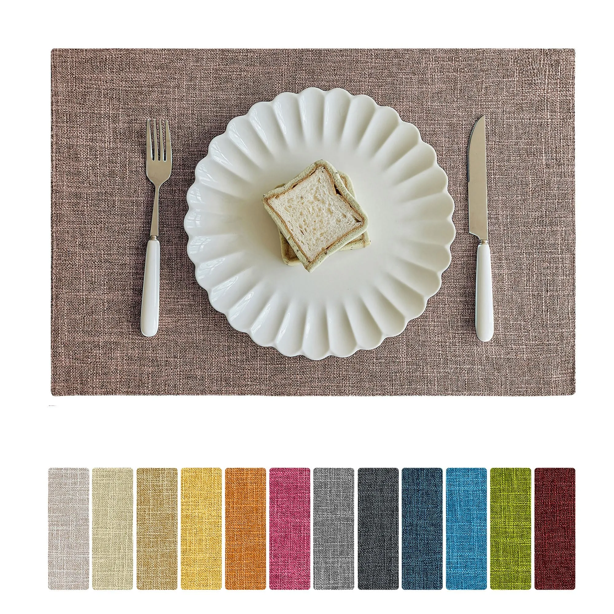 Softalker Tovagliette in finto lino, 30,5 x 45,7 cm, lino naturale, set da 8 pezzi - immagine 1