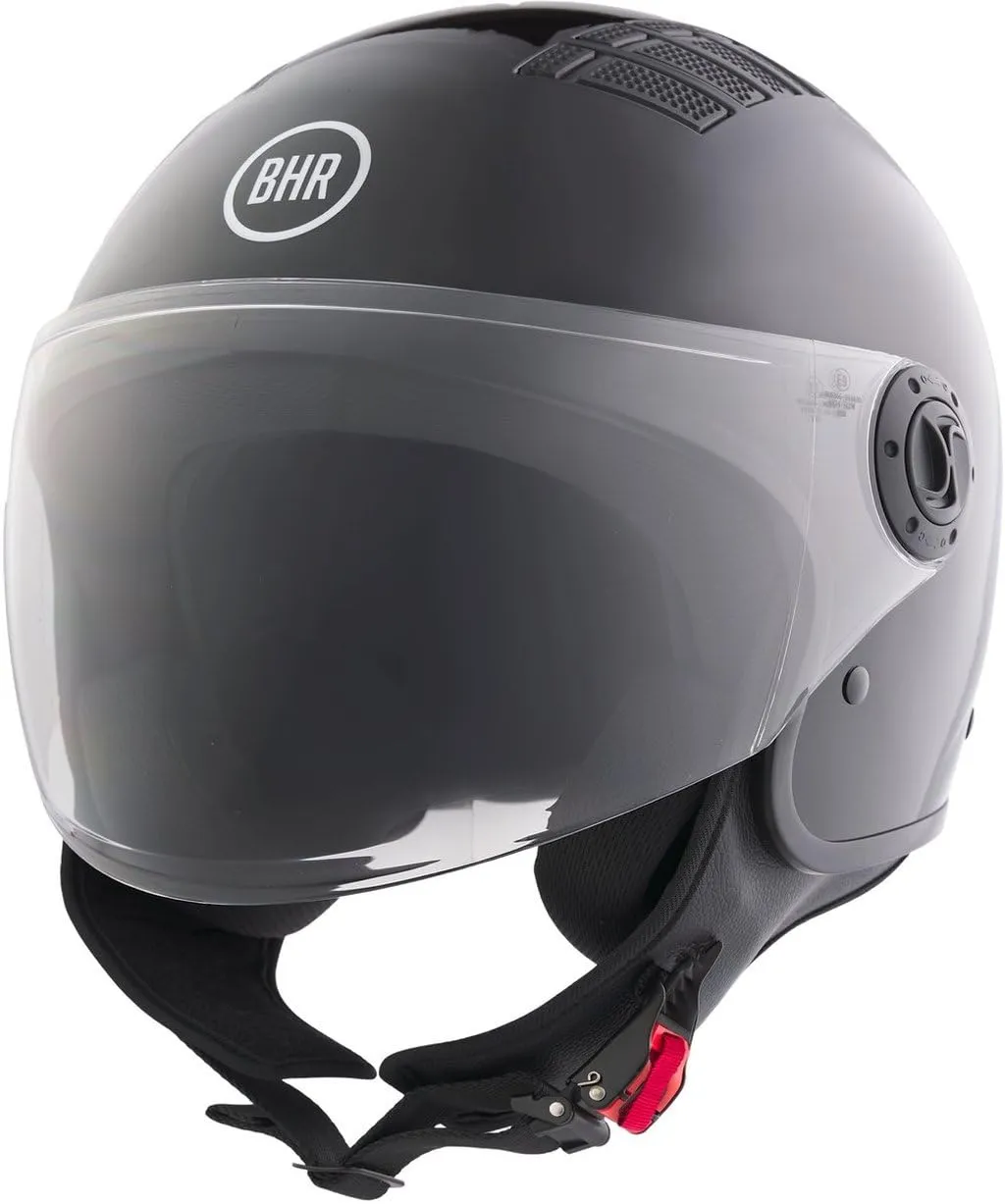 BHR 834 Flow Demi-Jet Scooter Helmet, Nero Metallizzato, L - immagine 3