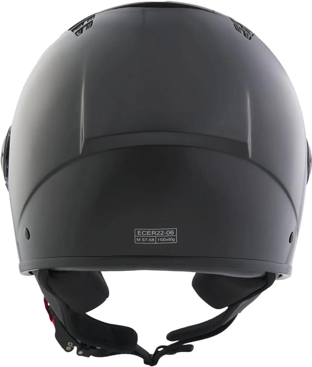 BHR 834 Flow Demi-Jet Scooter Helmet, Nero Metallizzato, L - immagine 4