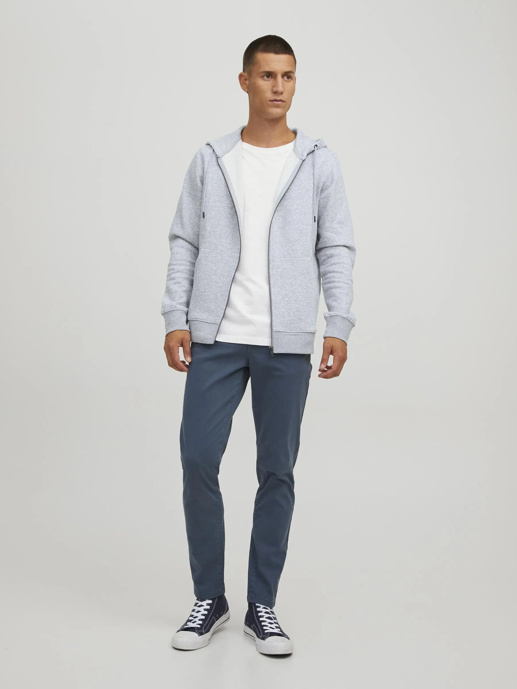 Jack & Jones Felpa con Cappuccio Relaxed Fit Light Grey Melange - immagine 3
